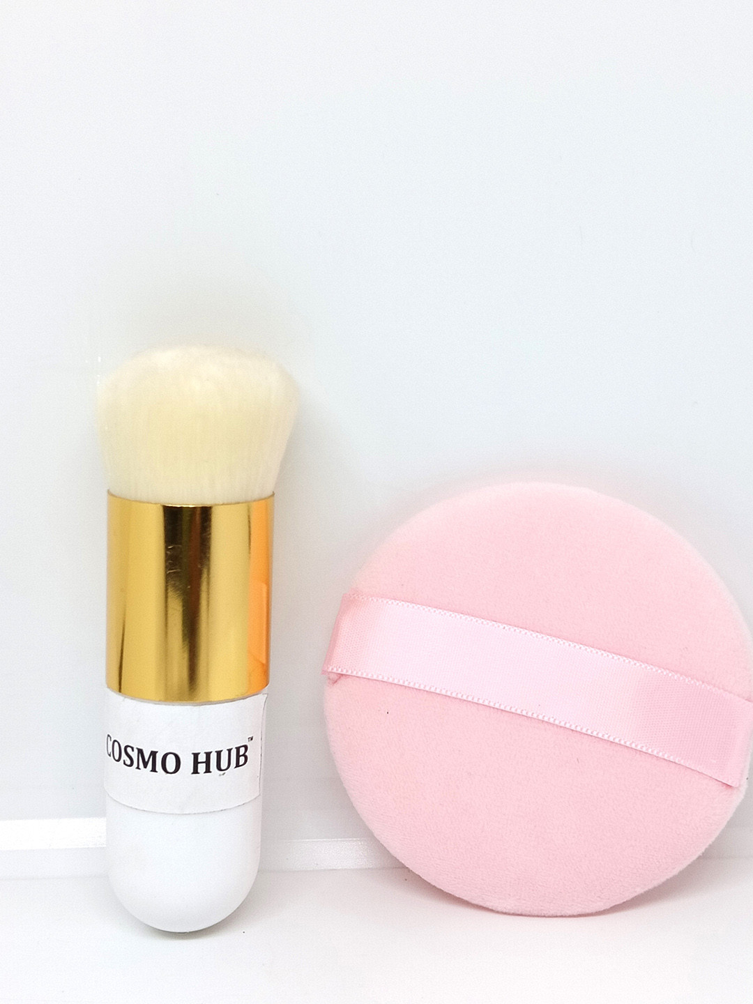 COSMO HUB Makeup Blusher Brush & Rose Puff