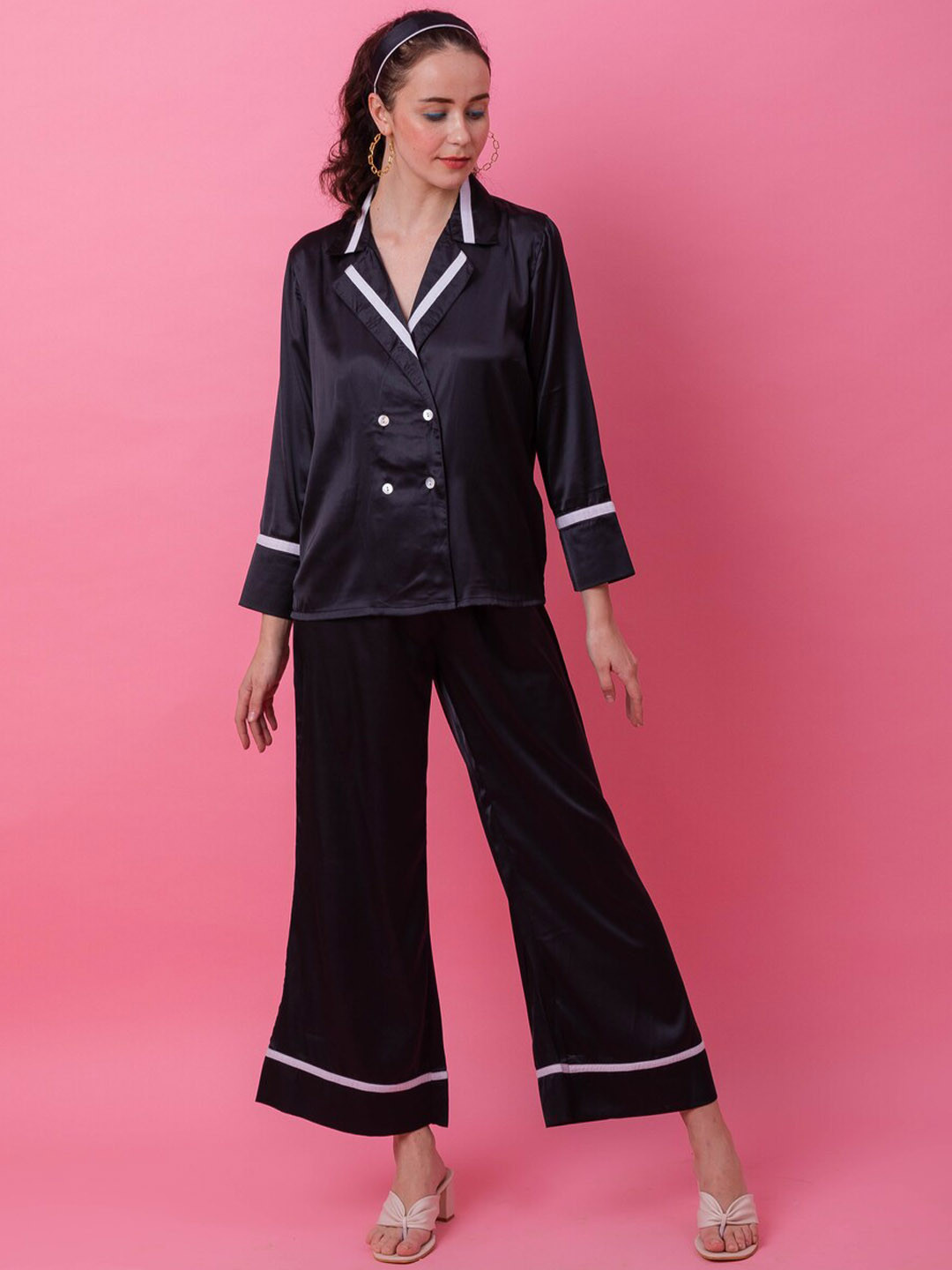 Ezme Studio Long Sleeves Satin Shirt & Trousers Co-Ords