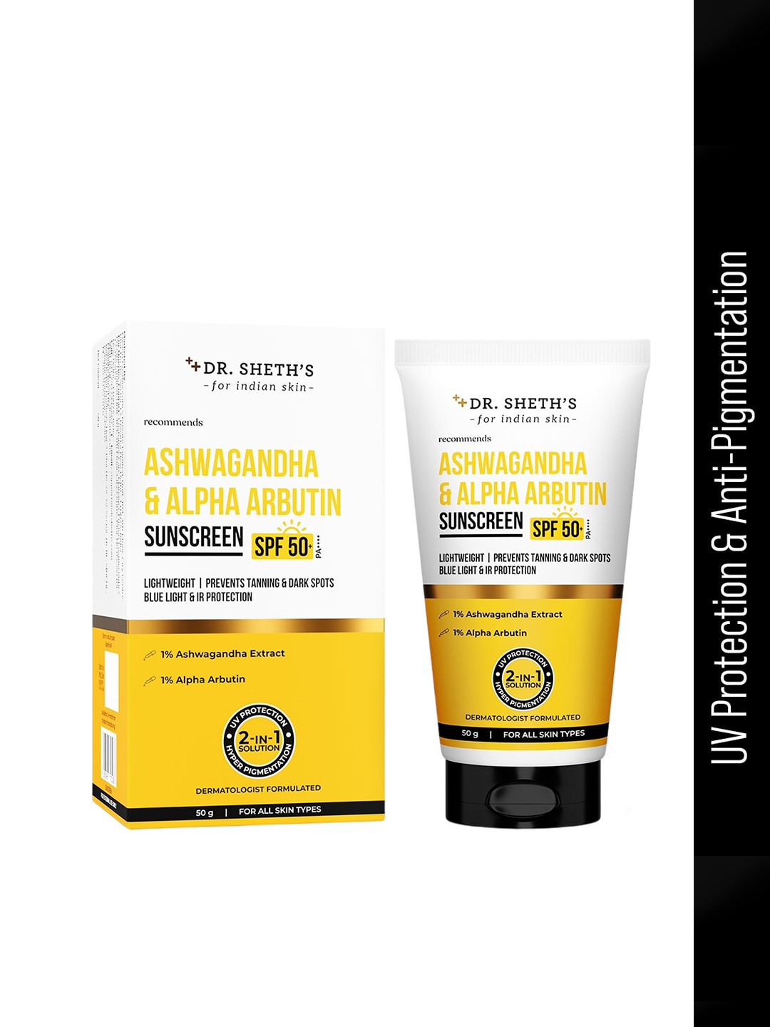 DR. SHETHS Ashwagandha & Alpha Arbutin Sunscreen S In-Vivo Tested 50 g