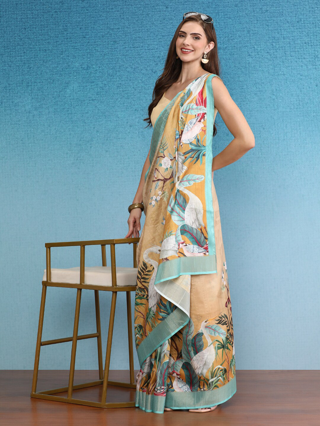 Silk Land Floral Satin Digital Print Saree