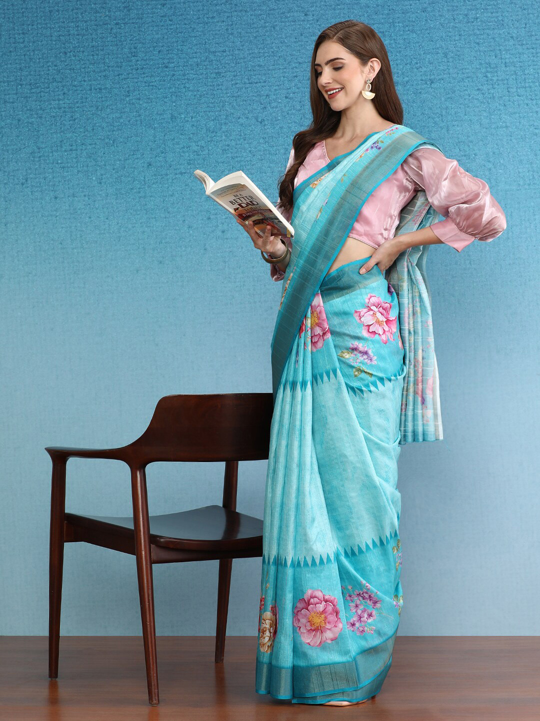 Silk Land Floral Satin Digital Print Saree