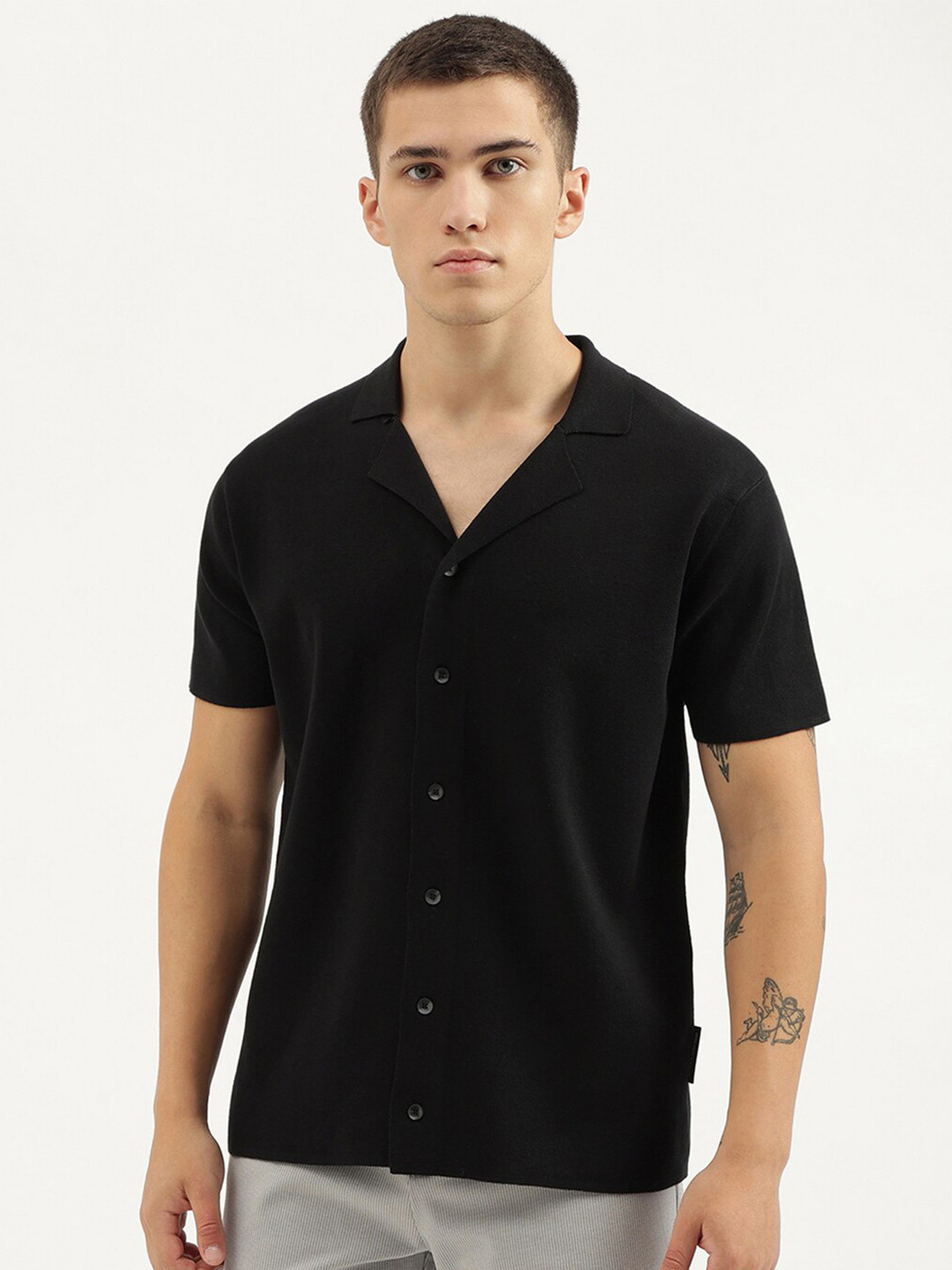 United Colors of Benetton Cuban Collar Short Sleeves Cotton Casual Shirt