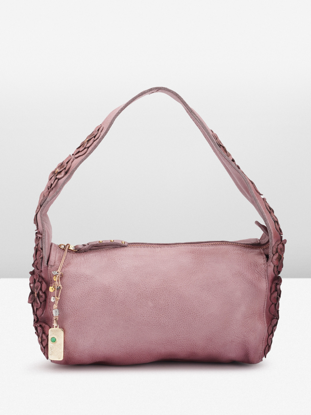ART N VINTAGE Floral Textured Leather Shopper Shoulder Bag