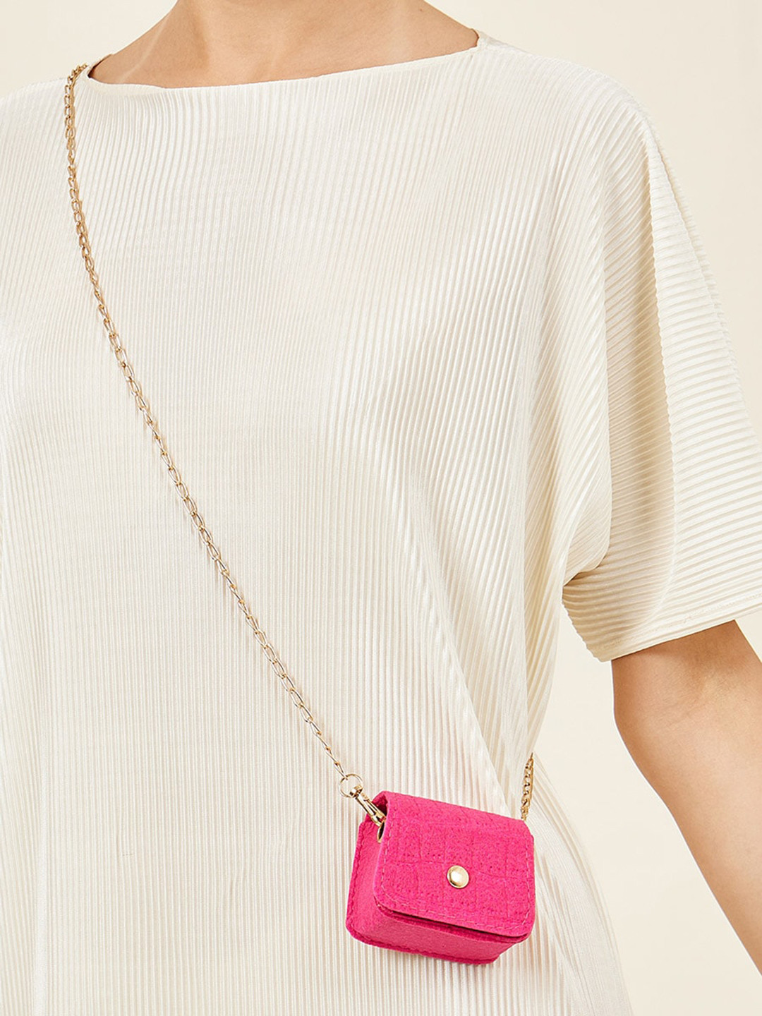 Styli Pink Textured Miniature Sling Bag