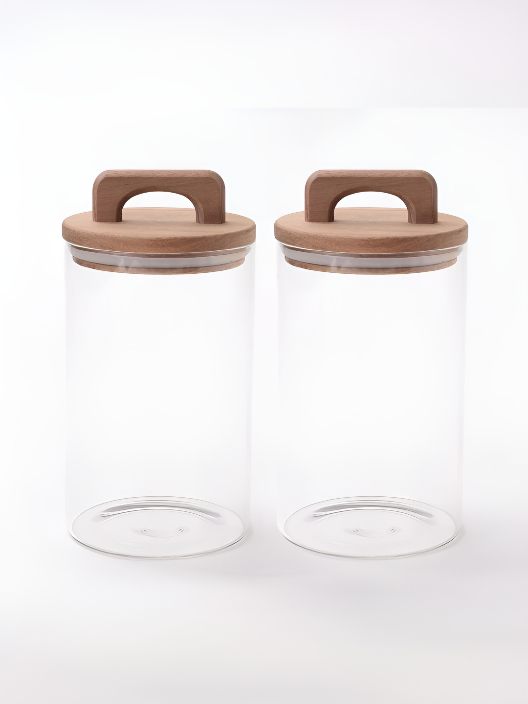 Umai Transparent Glass Dishwasher Safe 2 Piece Flip Top Fridge Container-1L