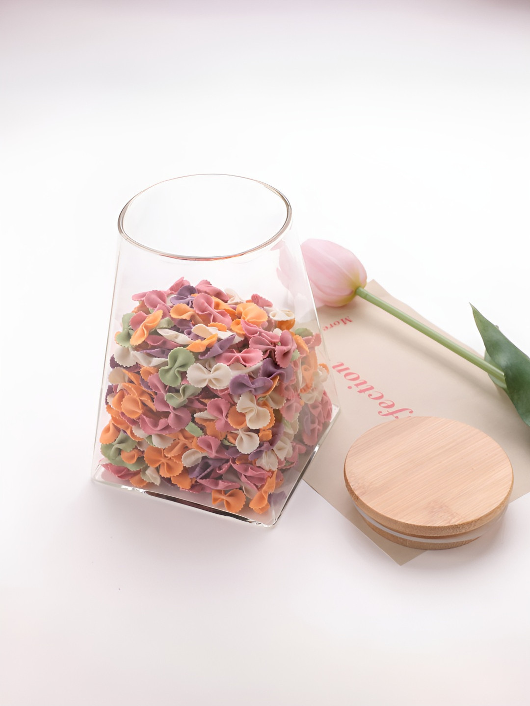 Umai Transparent Borosilicate Glass Dishwasher Safe 3 Piece Clip-On Canister-560ml