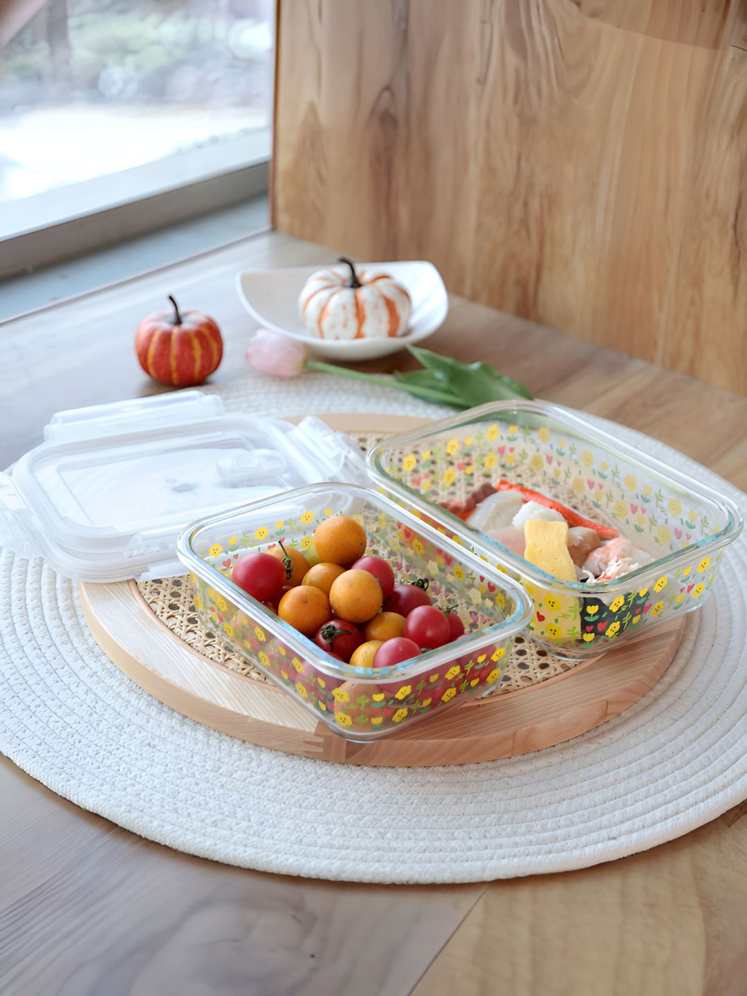 UMAI 2 Pcs Transparent Borosilicate Kitchen Containers With Lid