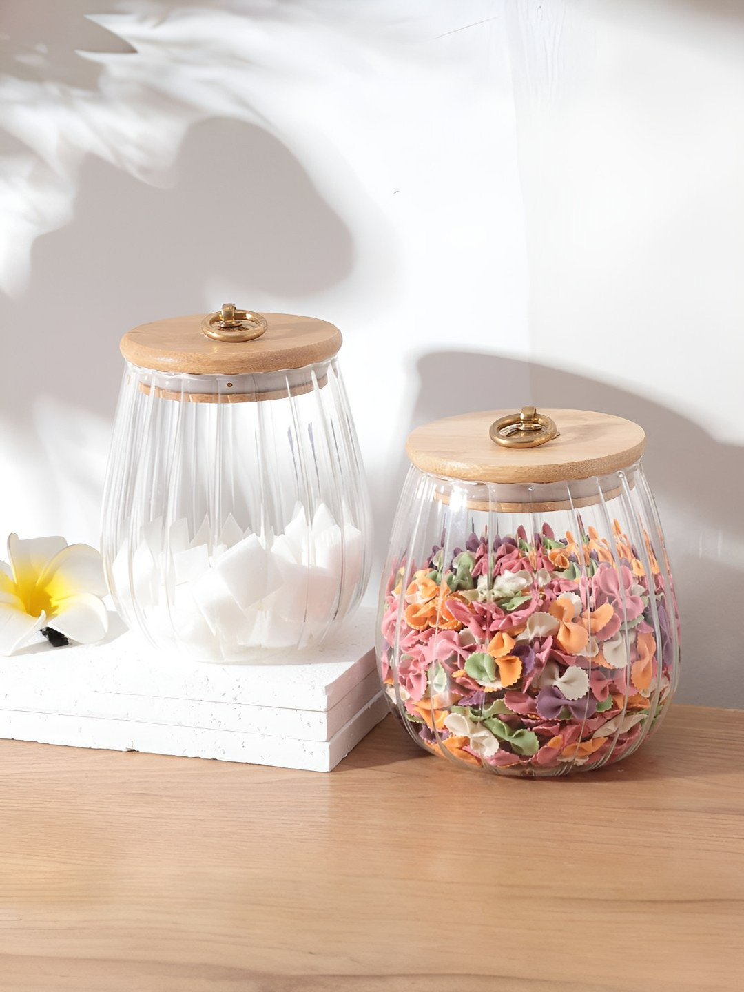Umai Transparent Borosilicate Glass Dishwasher Safe 2 Piece Clip-On Canister