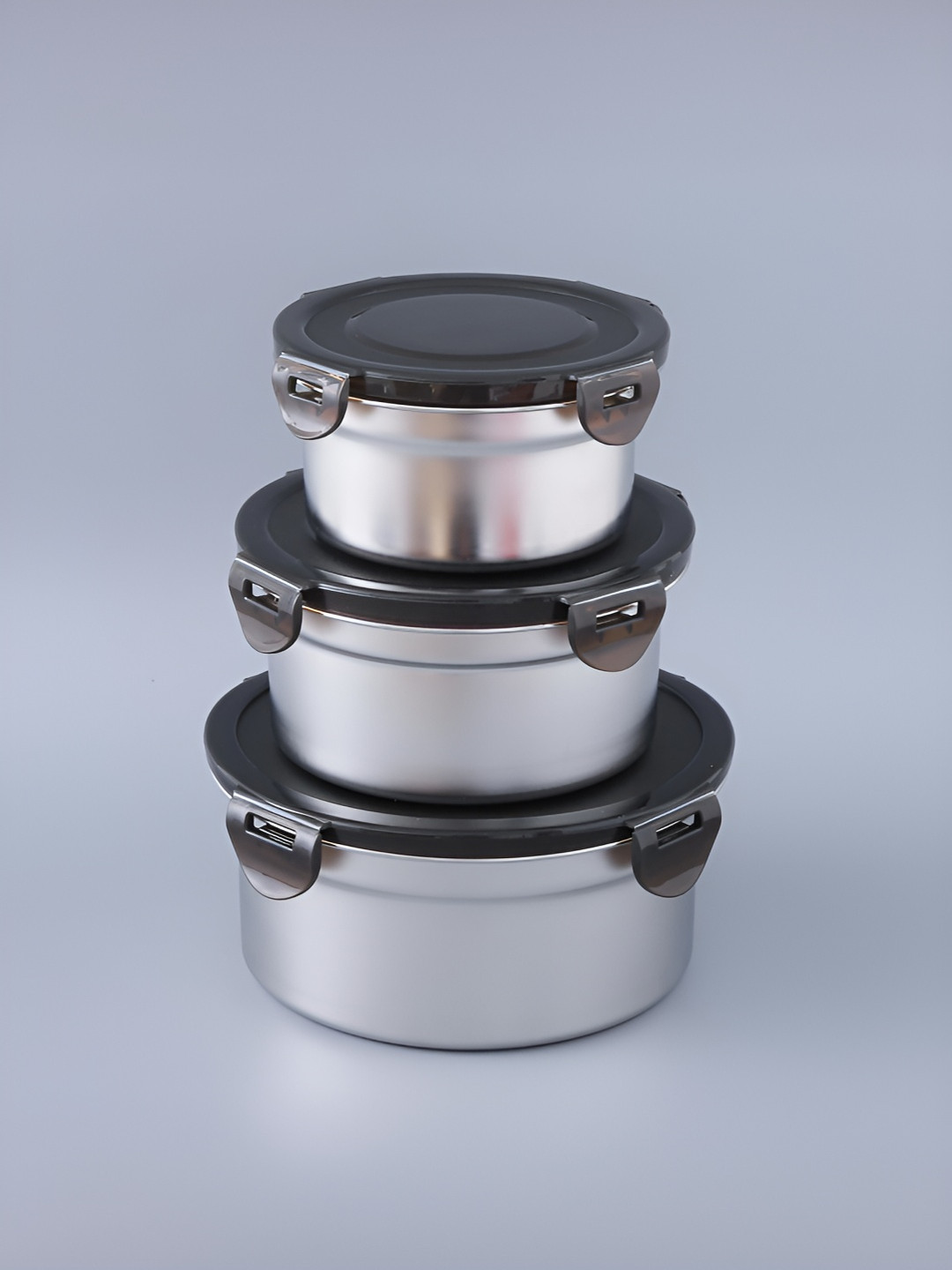 UMAI 3 Pcs Black Stainless Steel Kitchen Containers With Lid