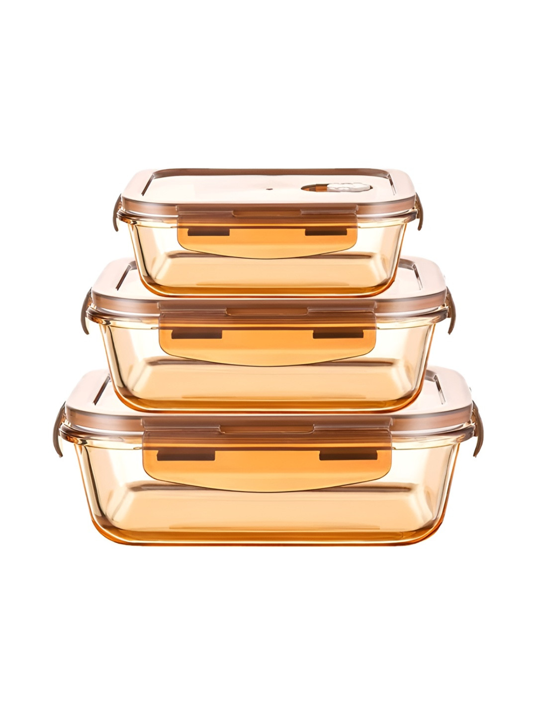 Umai Yellow Borosilicate Glass Dishwasher Safe 3 Piece Clip-On Canister