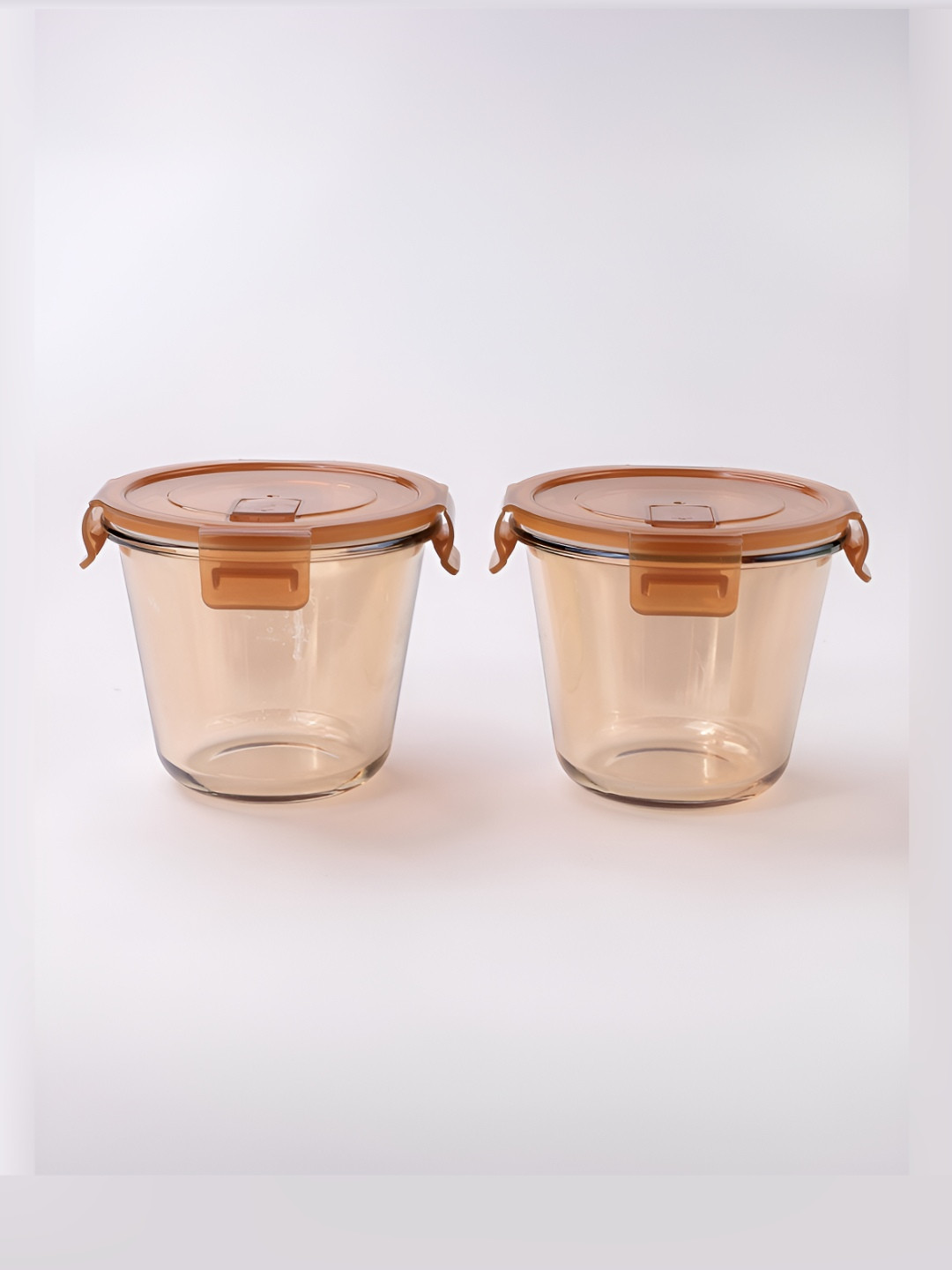 Umai Yellow Borosilicate Glass Dishwasher Safe 2 Piece Clip-On Canister-610ml