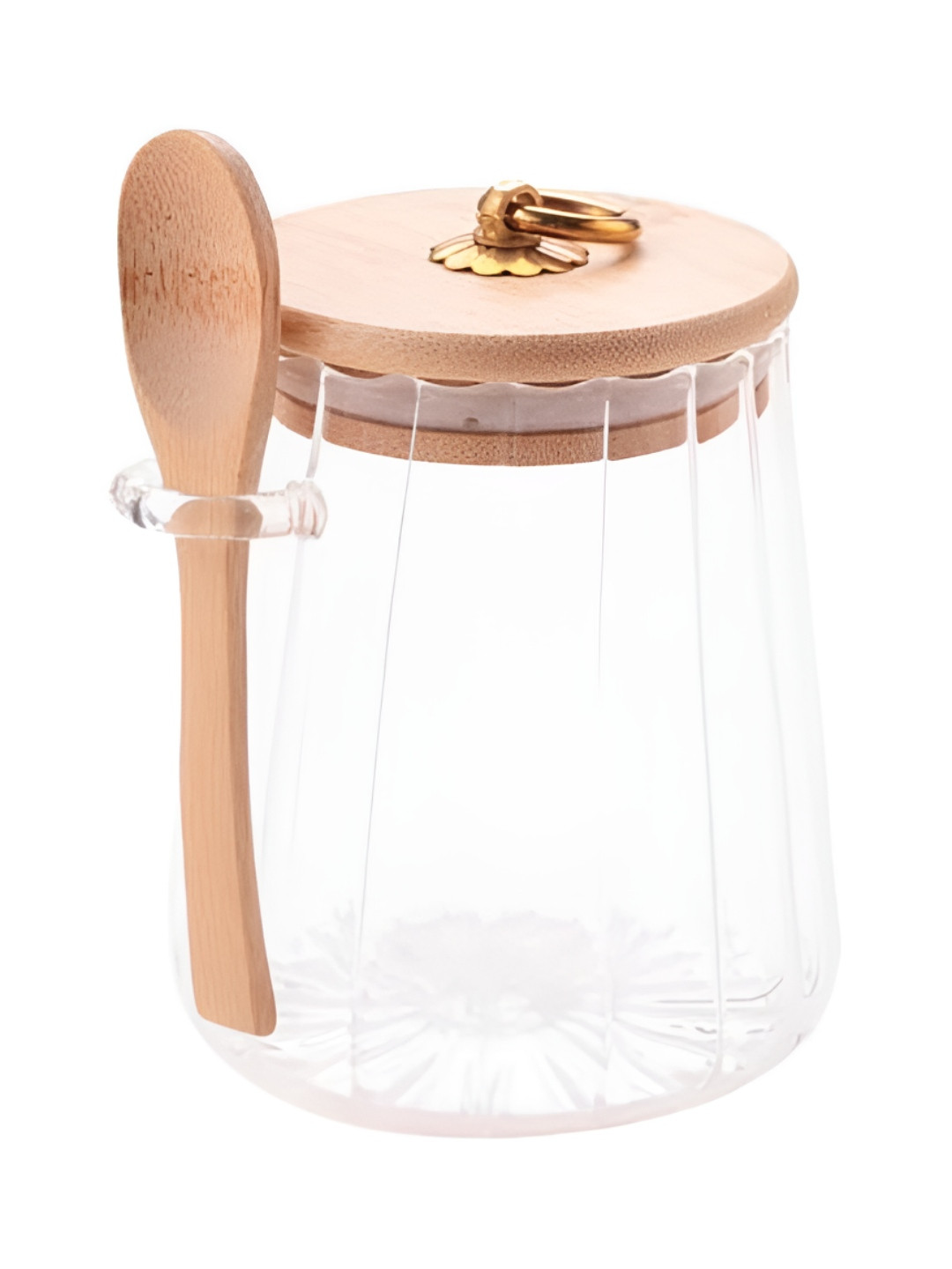 UMAI Transparent Borosilicate Glass Jar With Bamboo Lid & Spoon 635 ml