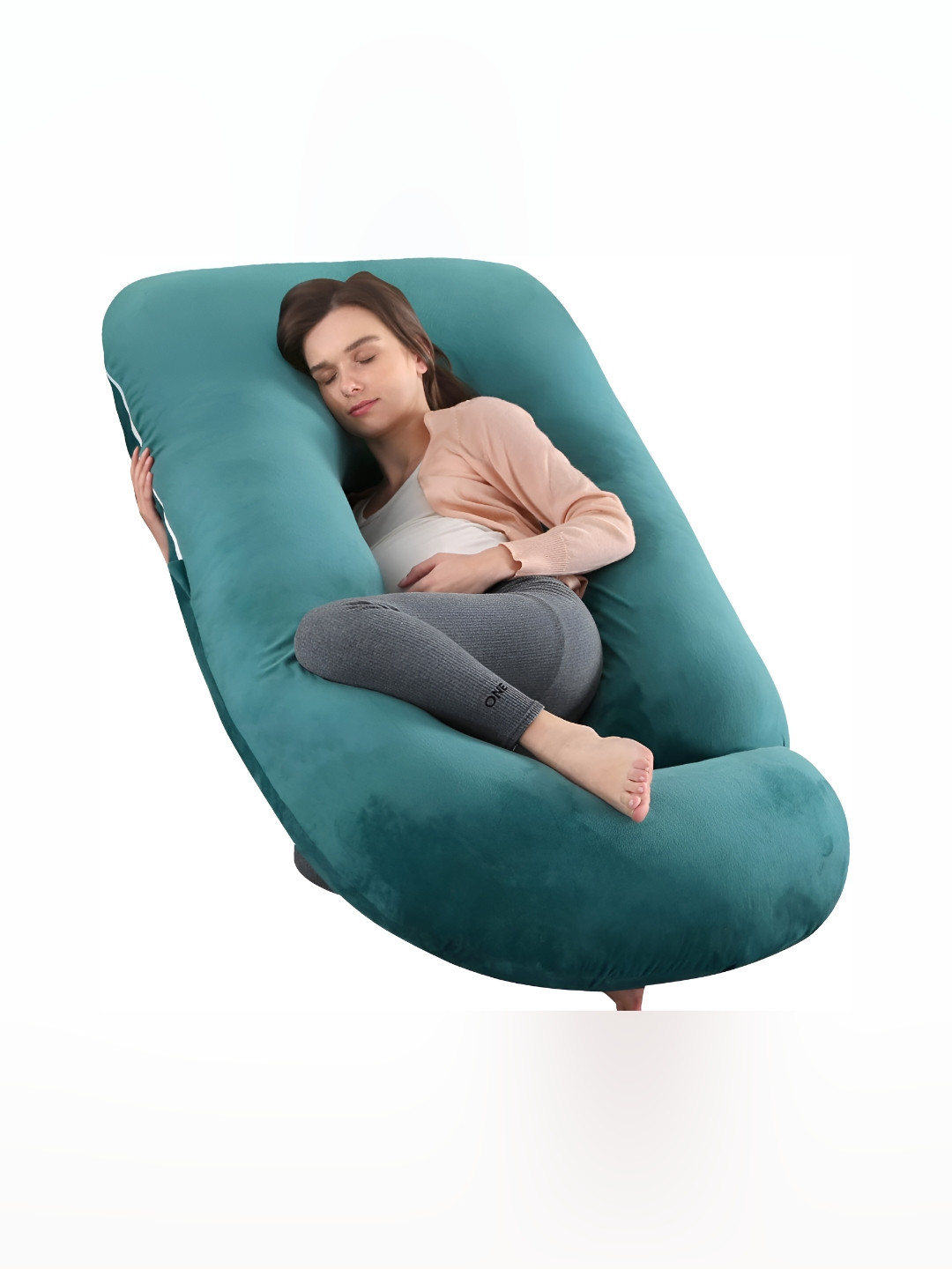 Pum Pum Hollow Fiber Green Solid Faux Velvet Ultra Soft Fibre Maternity Pillow-139 x 76 cm