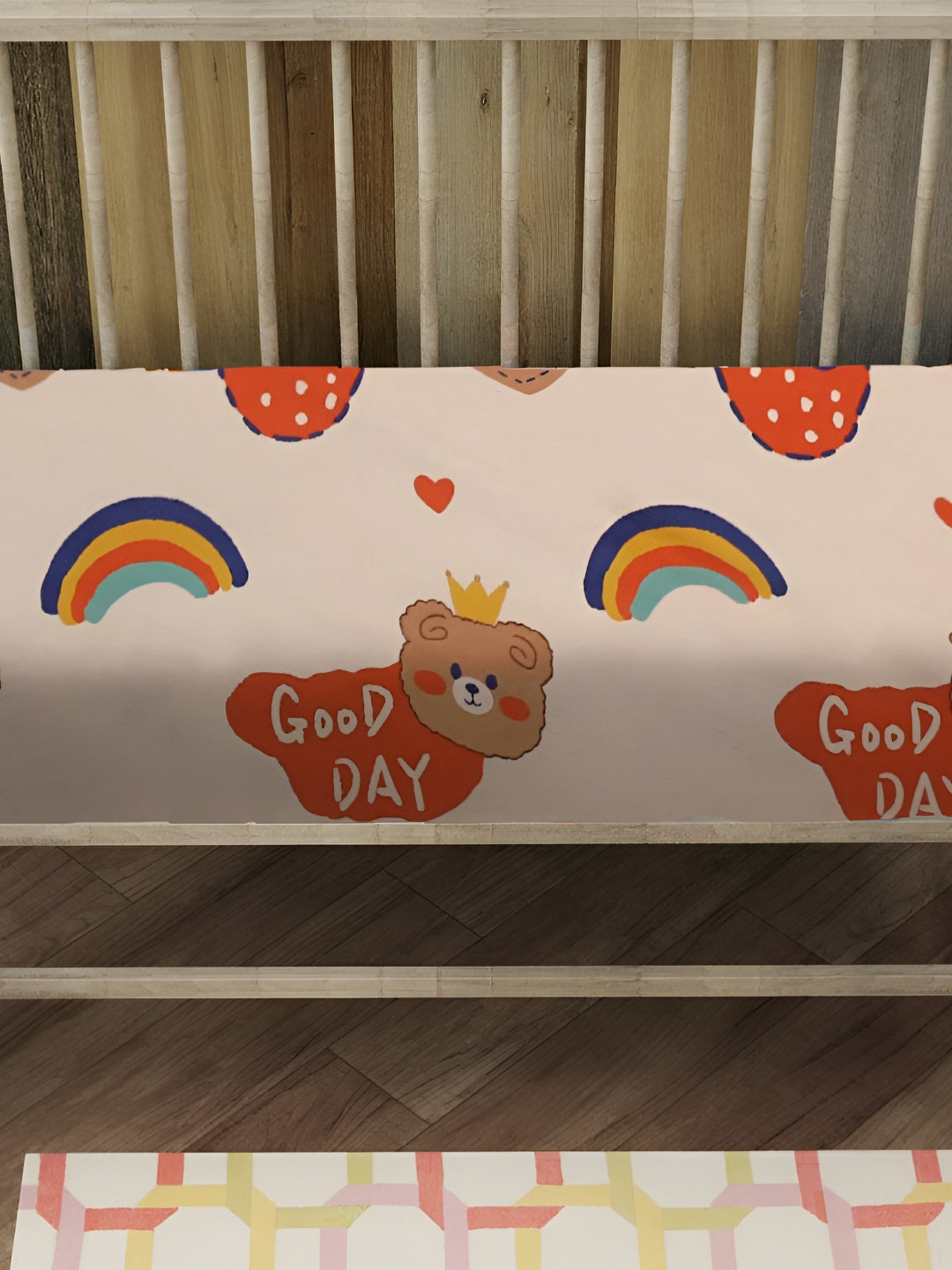 Innovative Edge Orange Conversational Cotton 180 TC Fitted Crib Superfine Bedsheet -52 x 28 inches