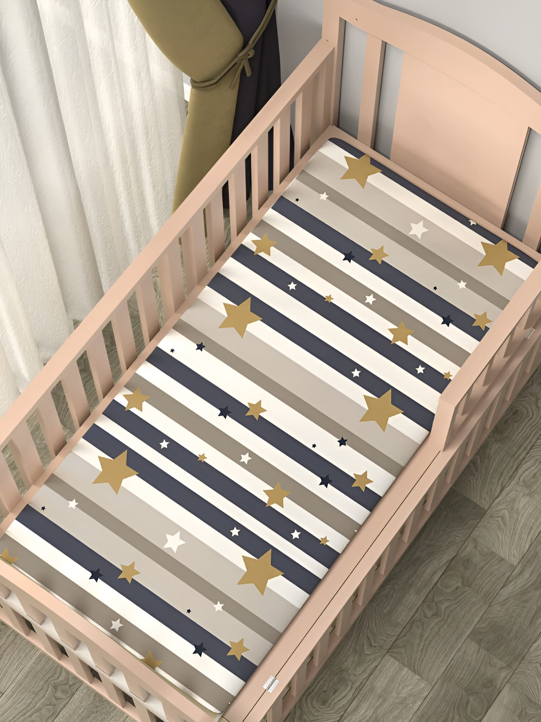 Innovative Edge Blue Cartoon Characters Cotton 180 TC Fitted Crib Superfine Bedsheet -52 x 28 inches