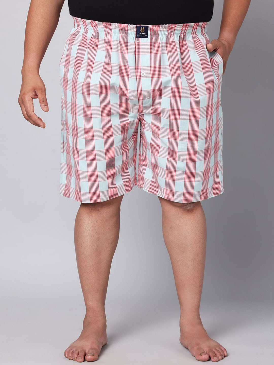 URBAN SCOTTISH Plus Size Checked Cotton Boxers USBX134