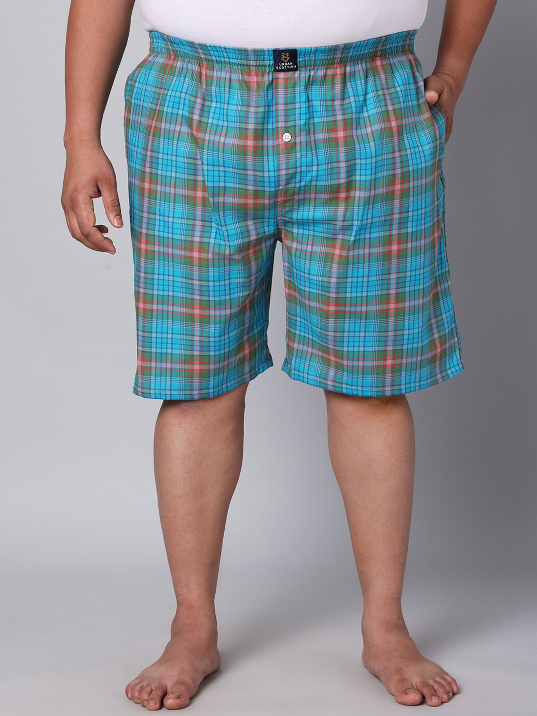 URBAN SCOTTISH Plus Size Checked Cotton Plus Size Boxer USBX128