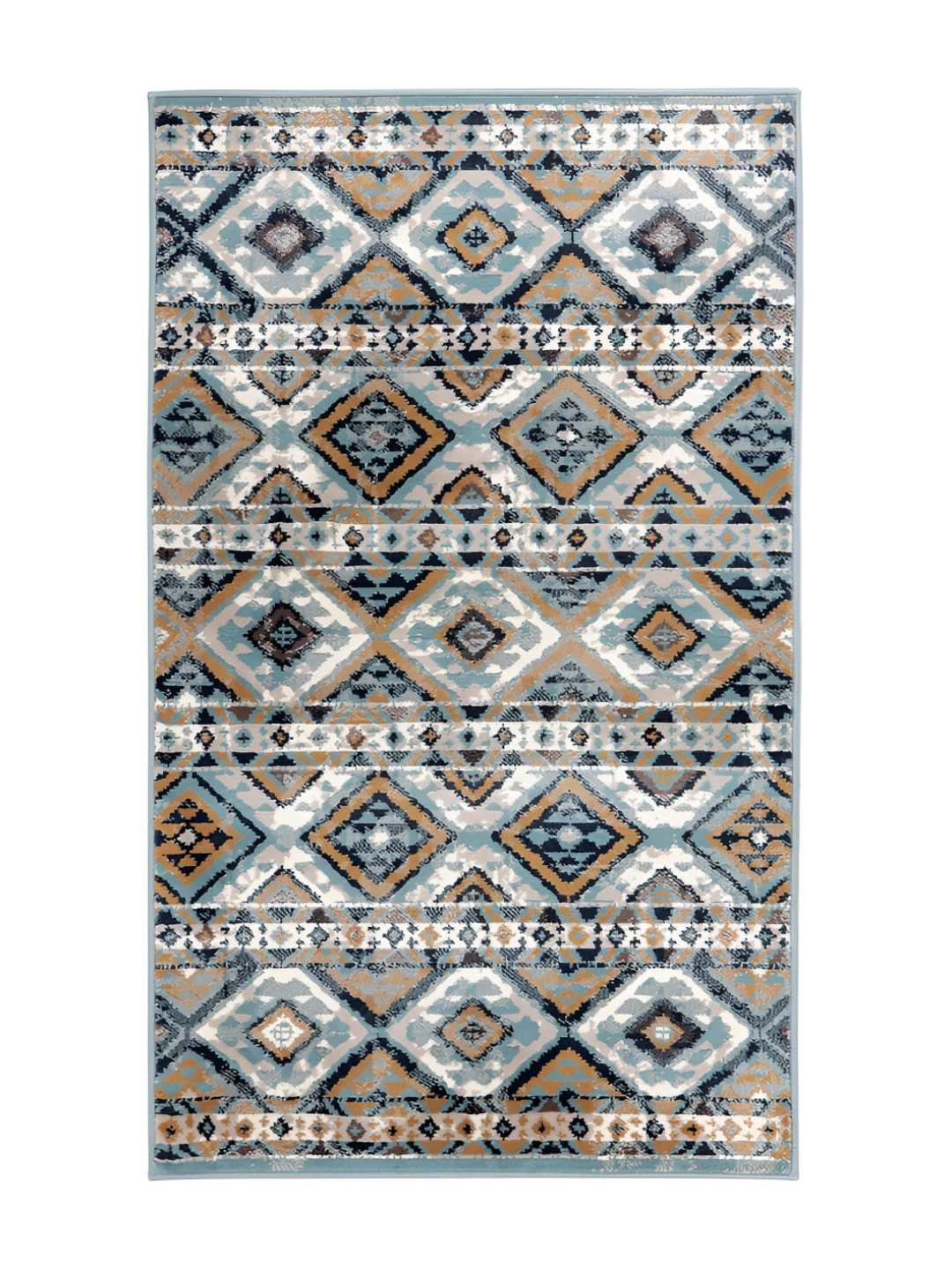 Sapana Carpet-Mats Grey & Navy Blue Traditional No Shredding Carpet