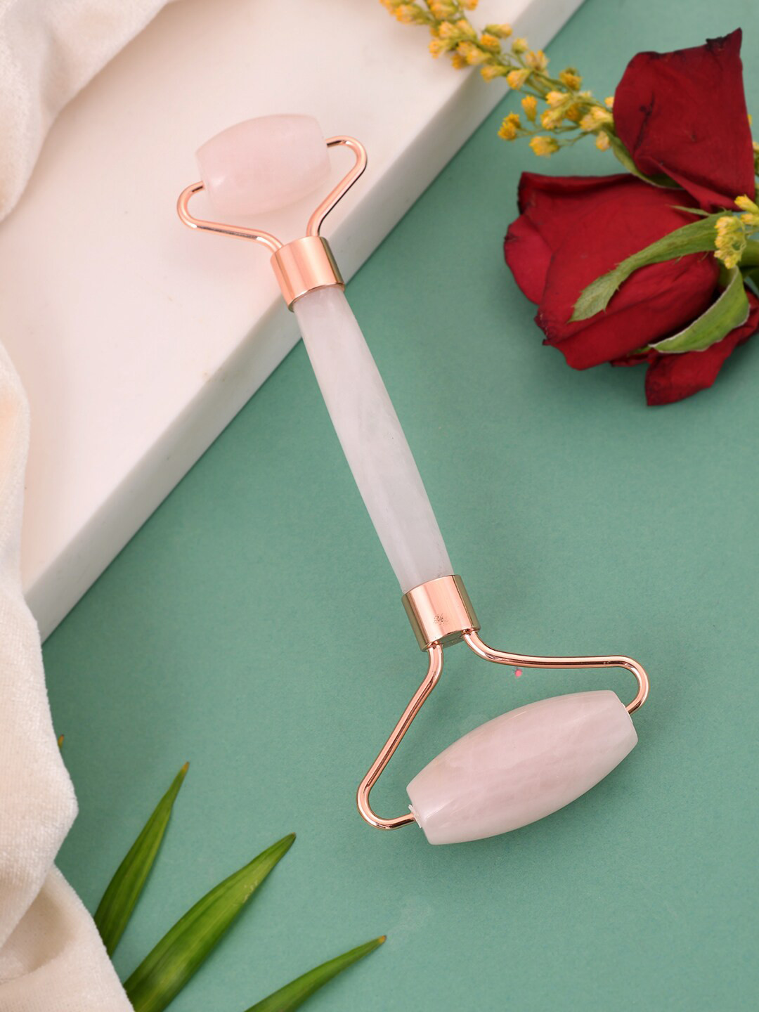 Silvermerc Designs 100% Real Jade Face Derma Roller Massage Tool - Pink