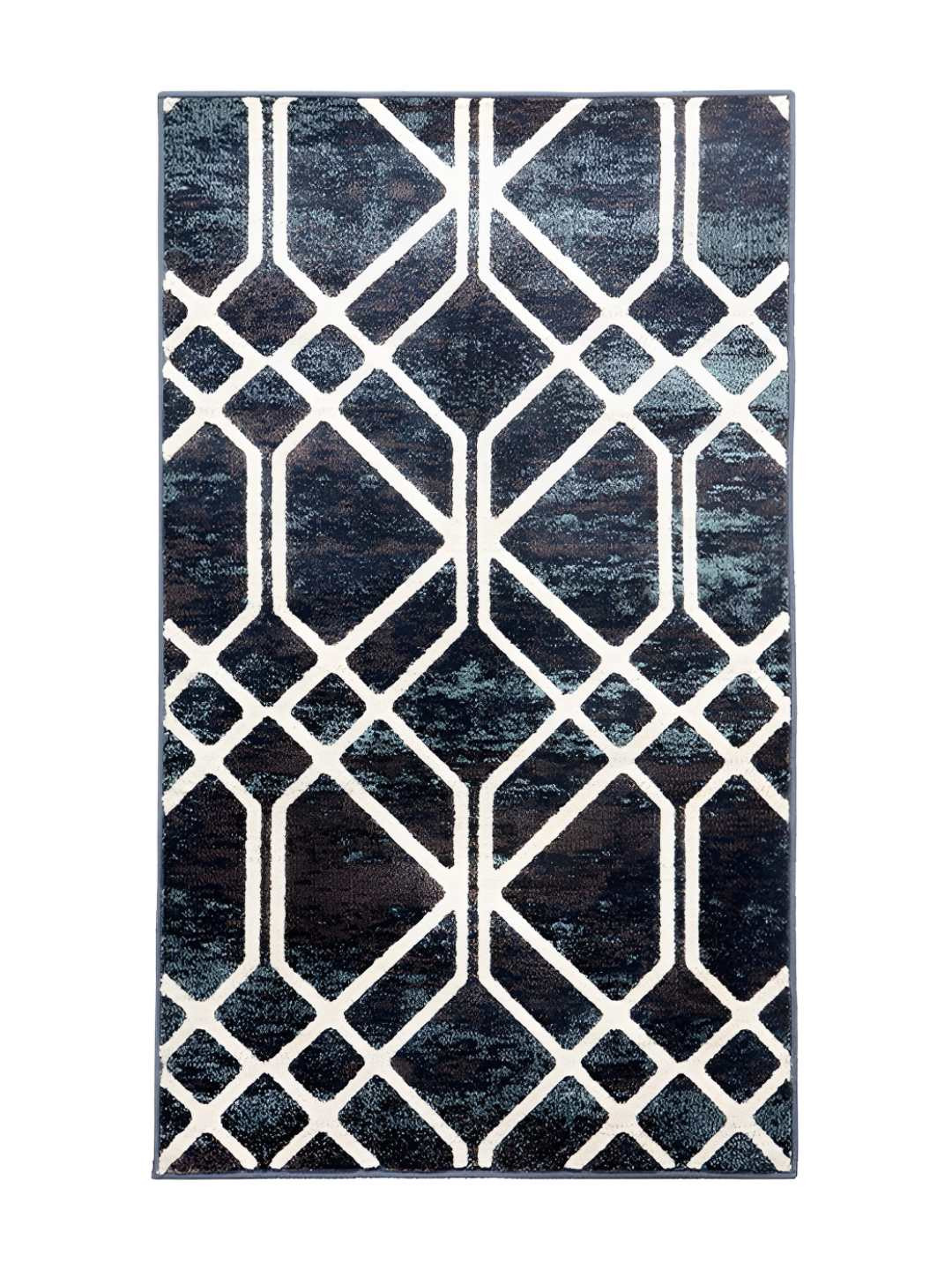 Sapana Carpet-Mats Blue & White Geometric No Shredding Carpet