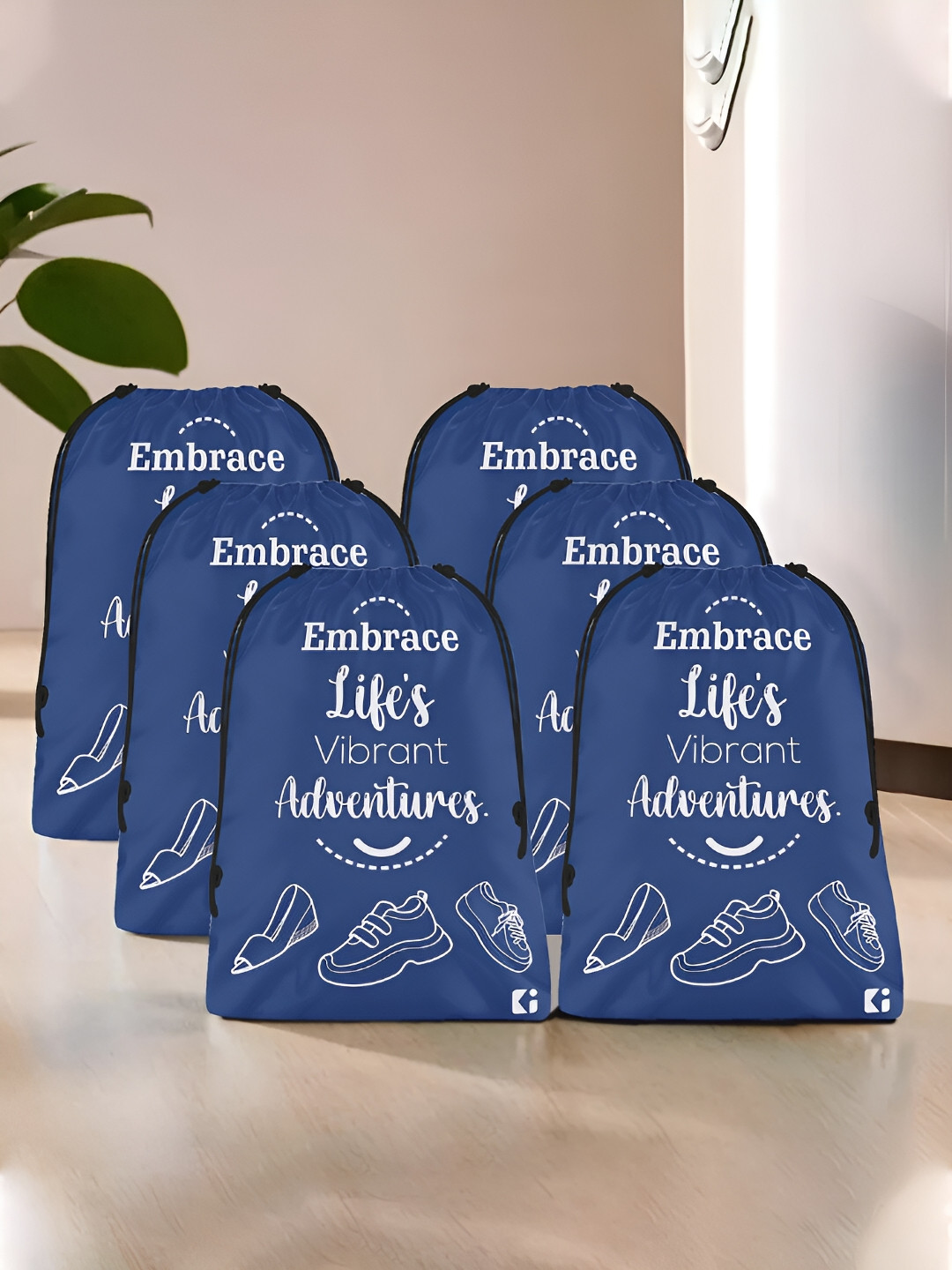Kuber Industries Blue and White 6 Pieces Regular Travel Storage Shoe Organisers