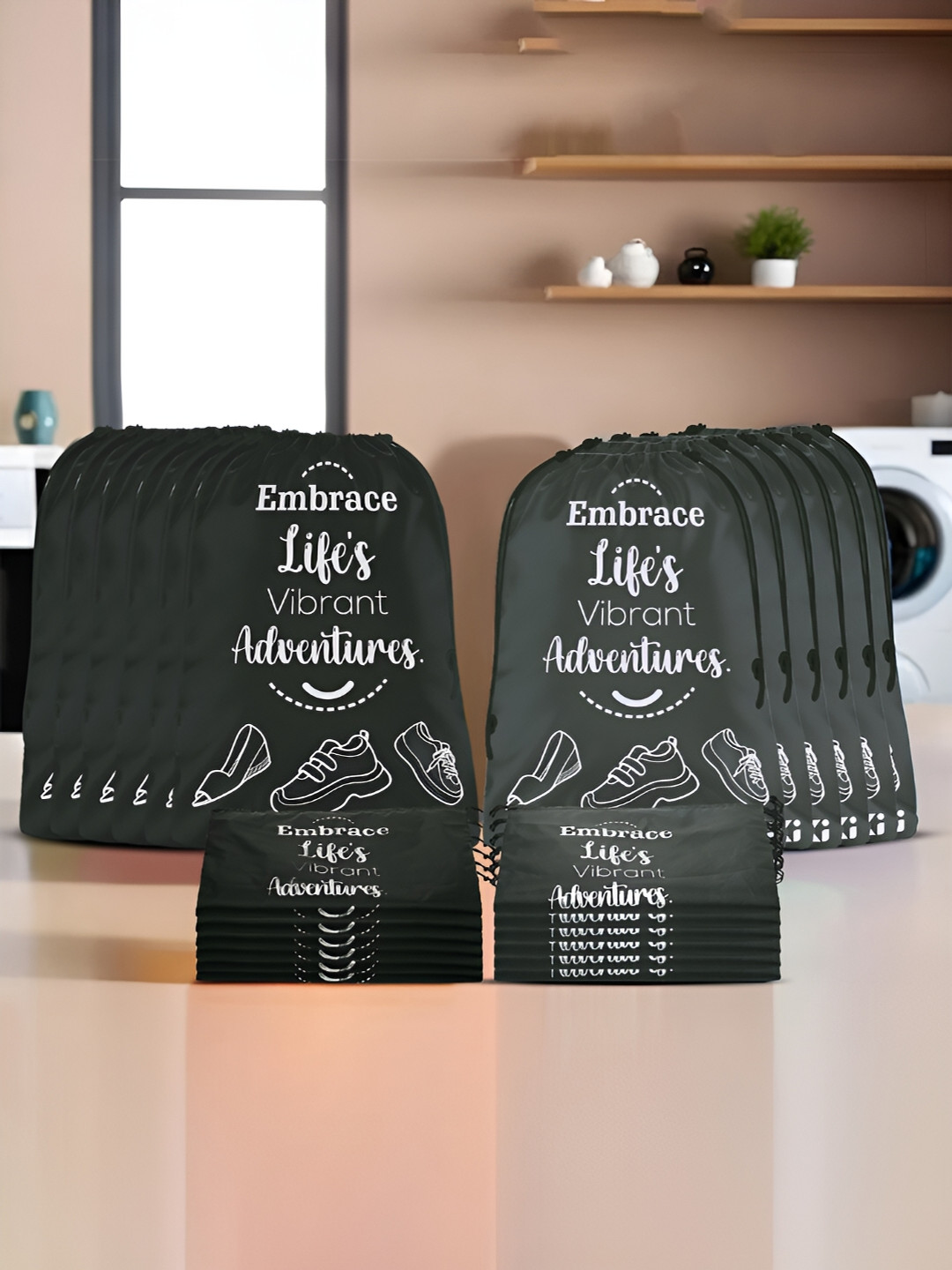 Kuber Industries Black 24 Pieces Regular Travel Storage ShoeOrganisers