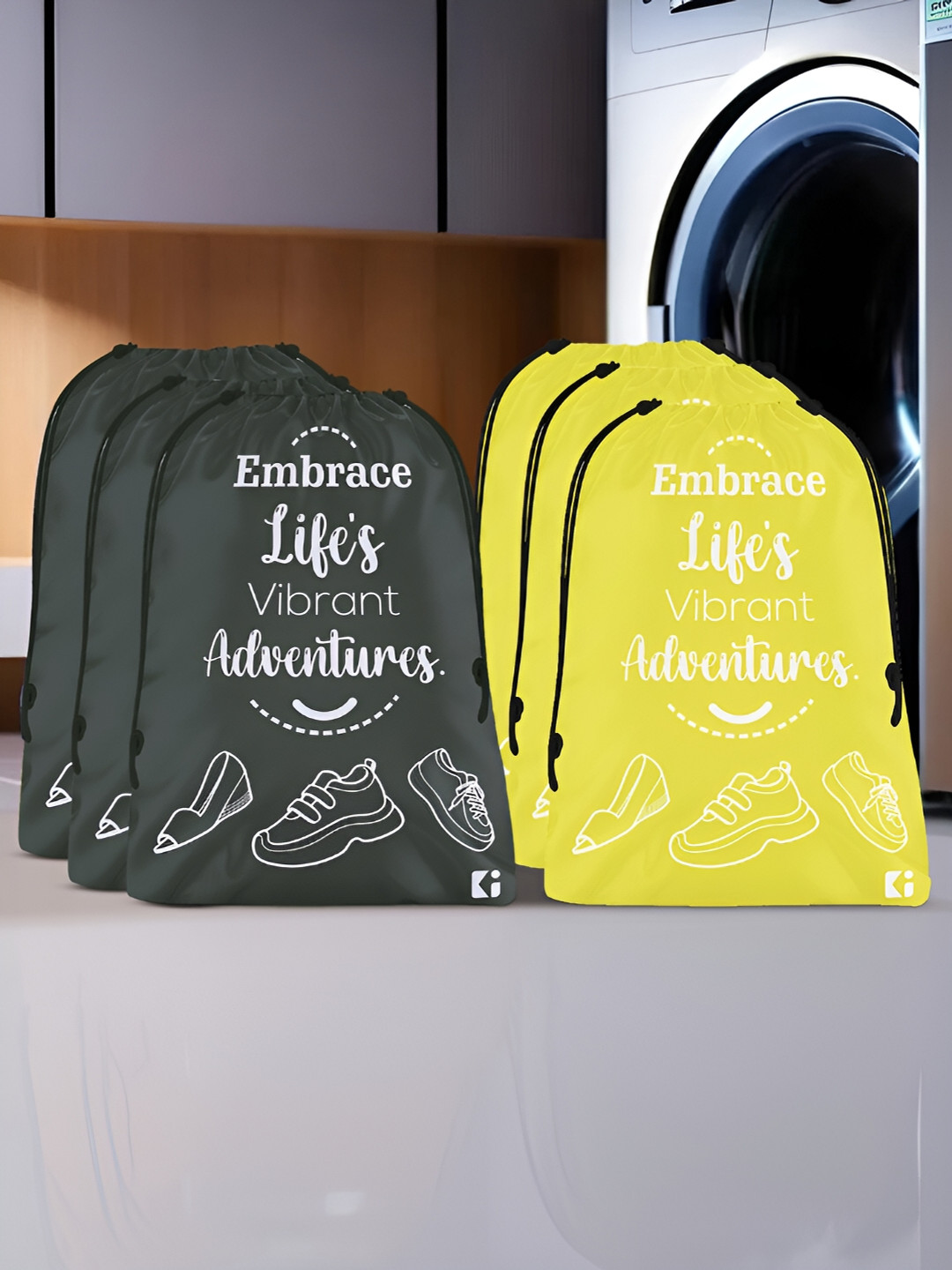 Kuber Industries Black and Yellow 6 Pieces Travel Storage Shoe Organisers