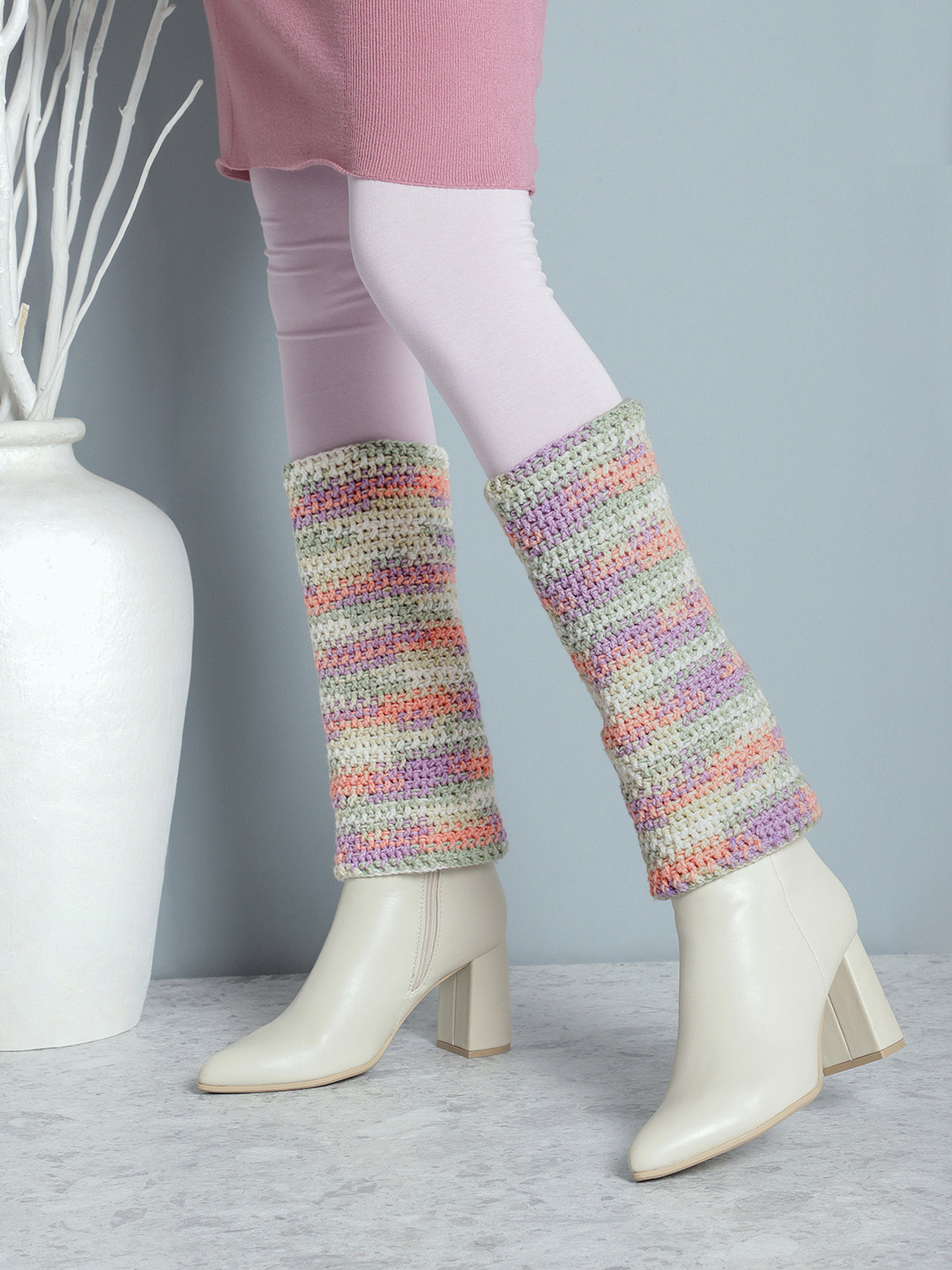 Magic Needles Women Crochet Legwarmer Acrylic Socks