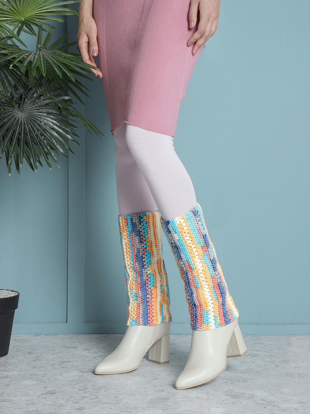 Magic Needles Women Crochet Legwarmer Acrylic Socks