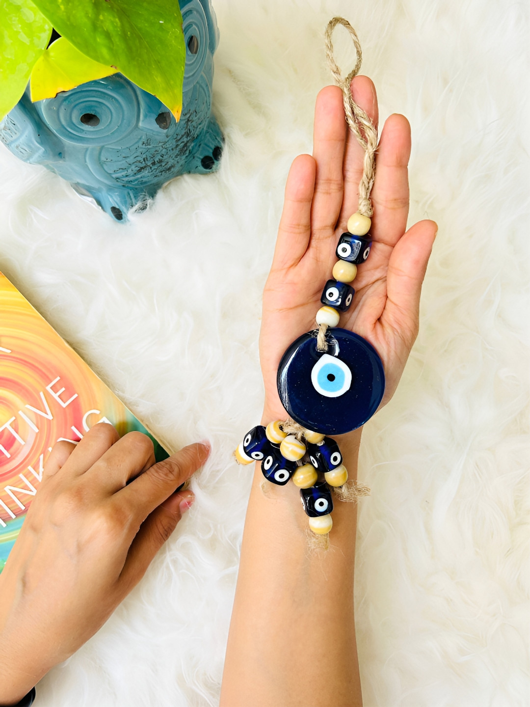 JASMEY HOMES Evil Eye Glass Glossy Hanging Hall Wall Hangings-9.8In