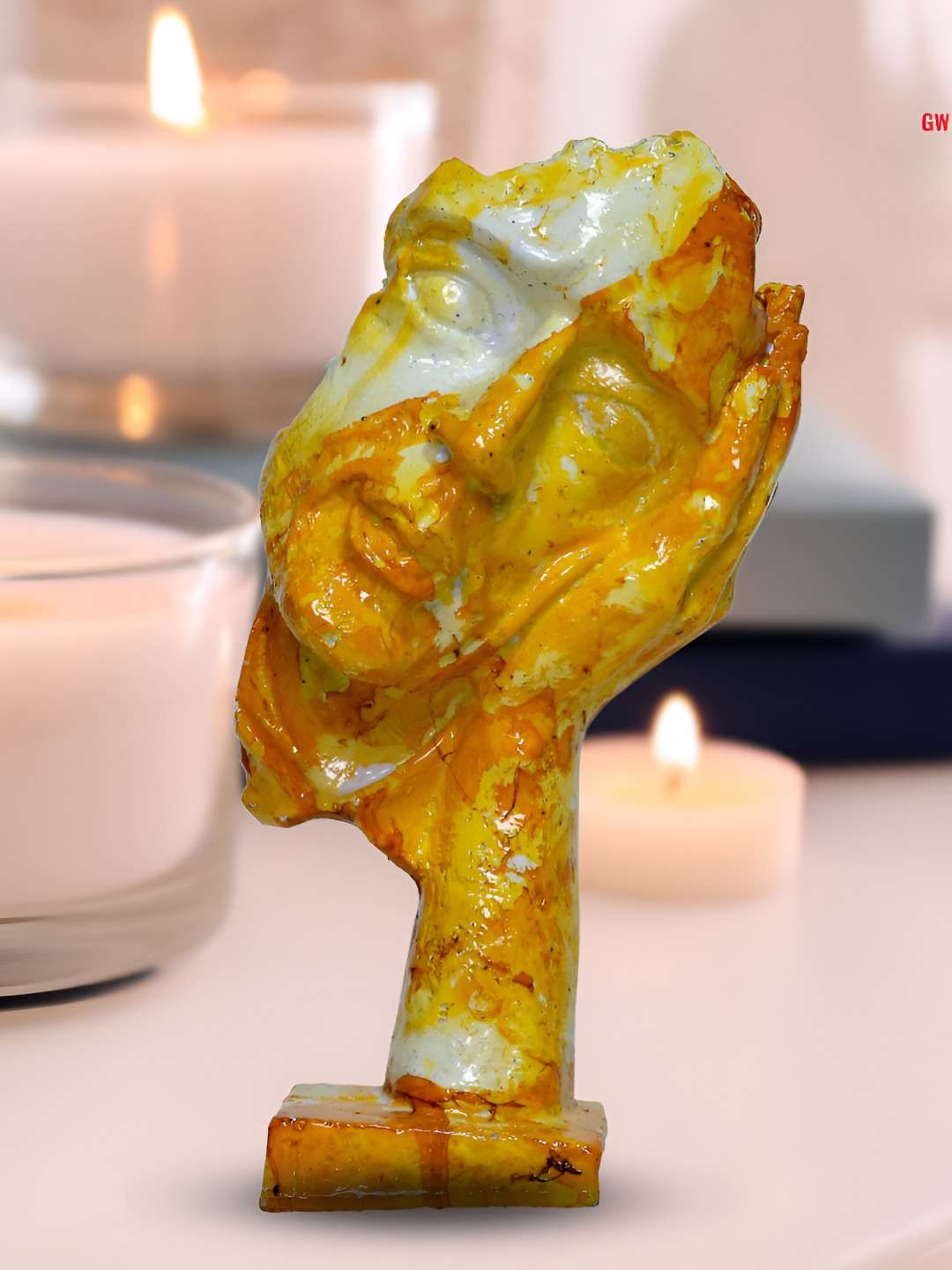 GW CREATIONS Mustard Polyresin Matte Living Room Small Showpiece - 2 Inches