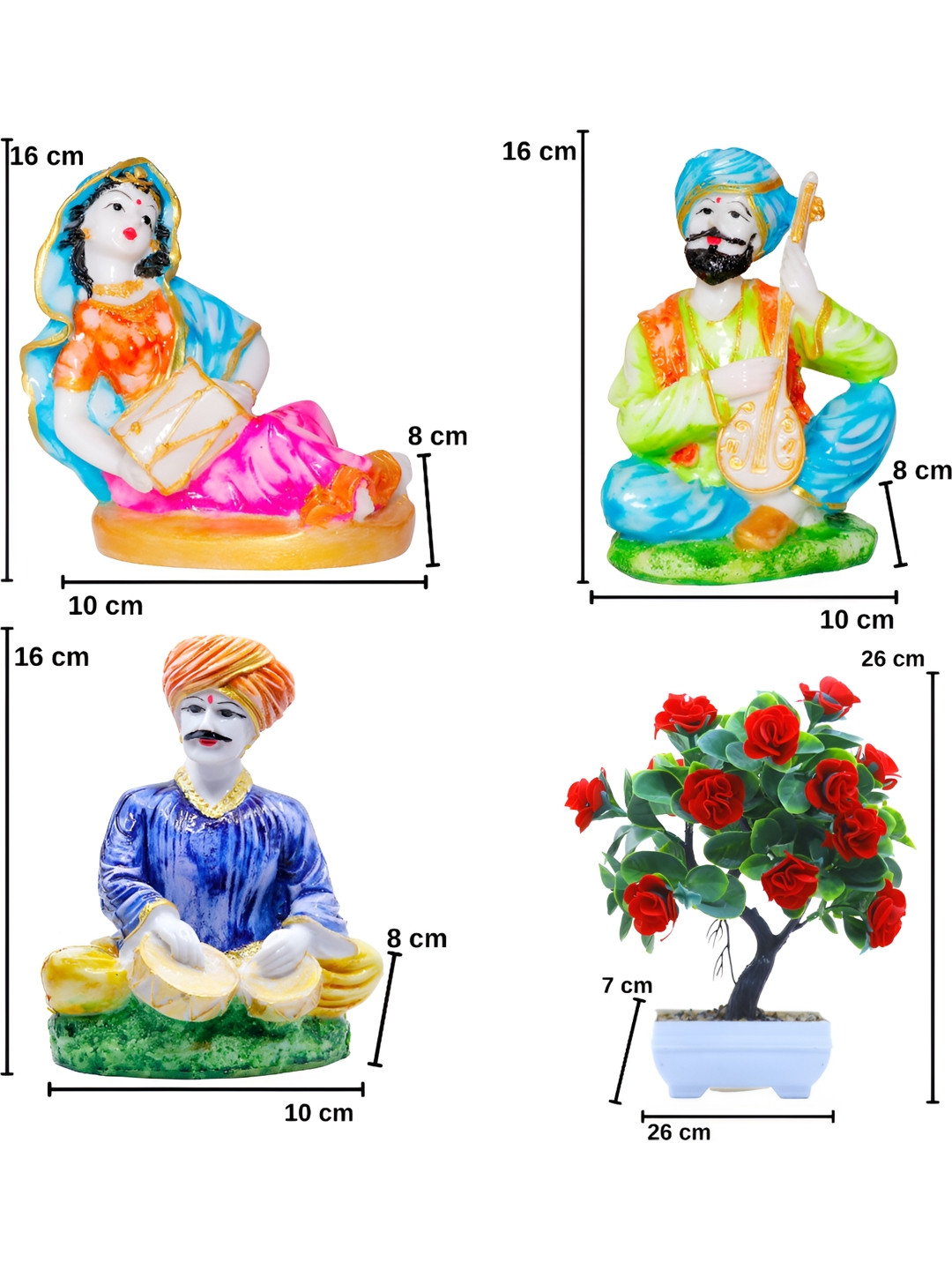 GW CREATIONS Pink & Beige 4 Pcs Figurine Showpiece