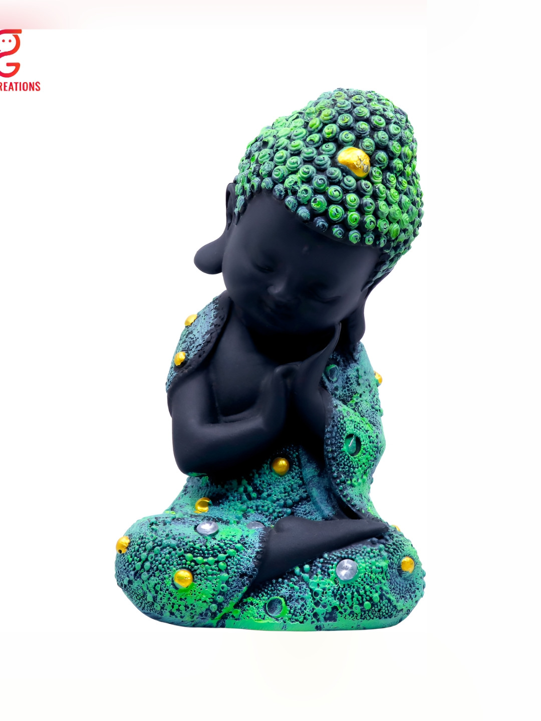 GW CREATIONS Green & Black Buddha Figurine Showpiece