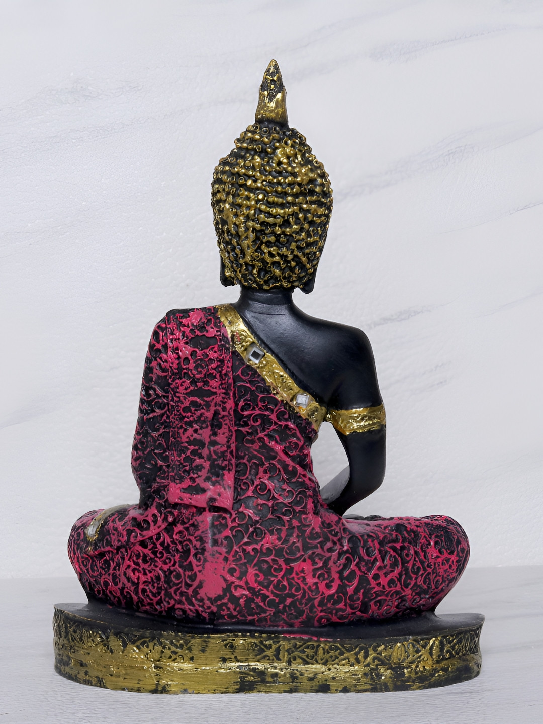 GW CREATIONS Black & Red Buddha Figurine Showpiece