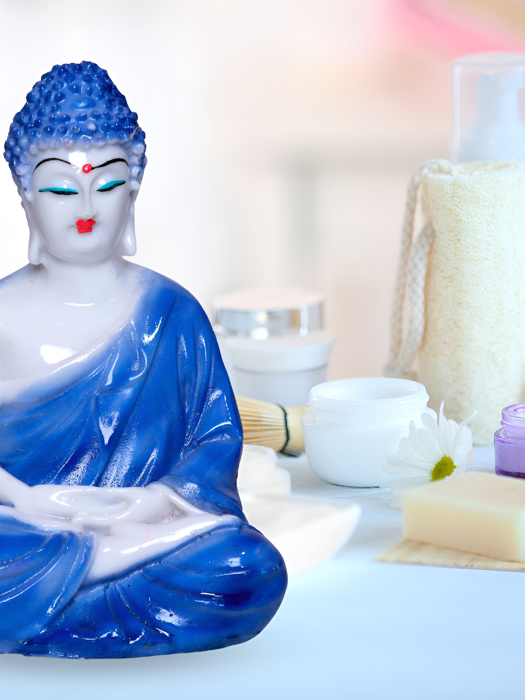 GW CREATIONS Blue Marble Buddha Idol Showpieces