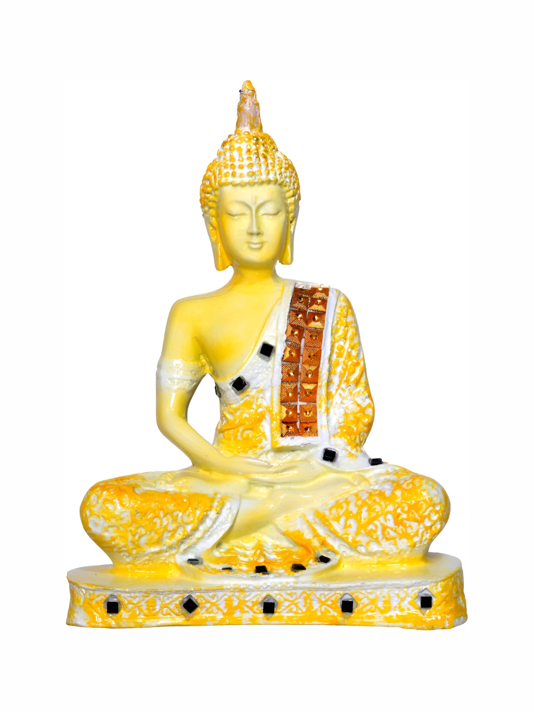 GW CREATIONS Yellow Buddha Figurine Showpiece