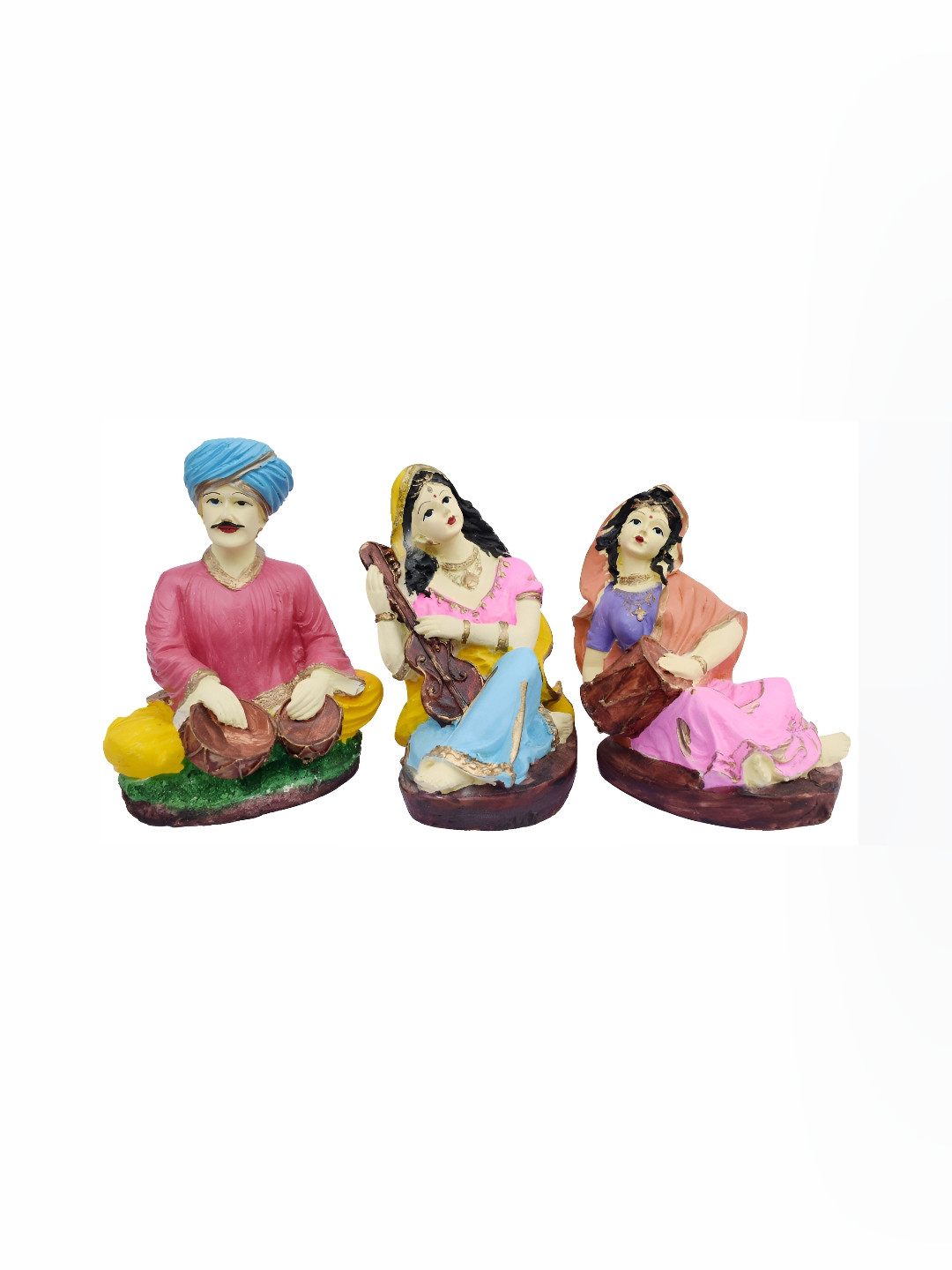 GW CREATIONS Pink & Blue 3 Pieces Figurine Showpiece