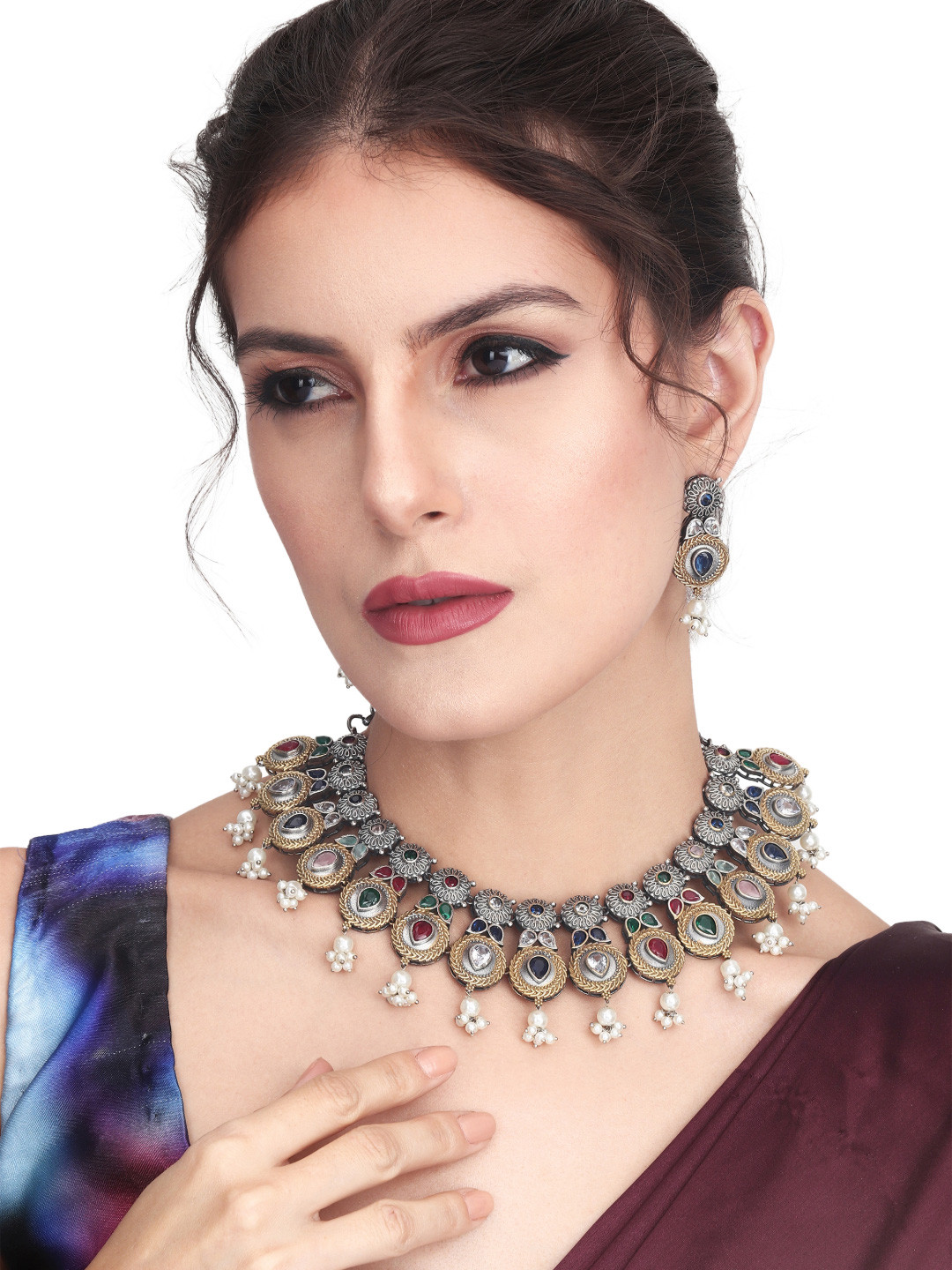 Anvik Gold-plated AD & Camp Stone-Studded Jewellery Set