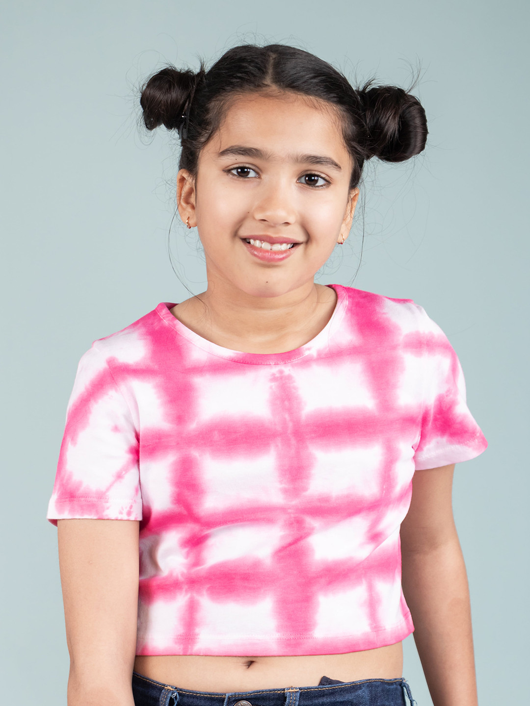TWEENY MINI Tie and Dye Short Sleeves Round Neck Cotton Crop Top