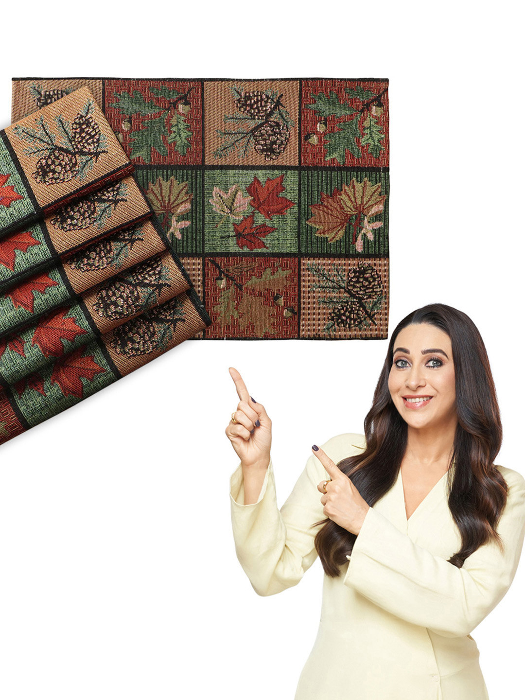 HOKIPO 6 Pieces Multicolor Leaf Floral Cotton Table Placemats