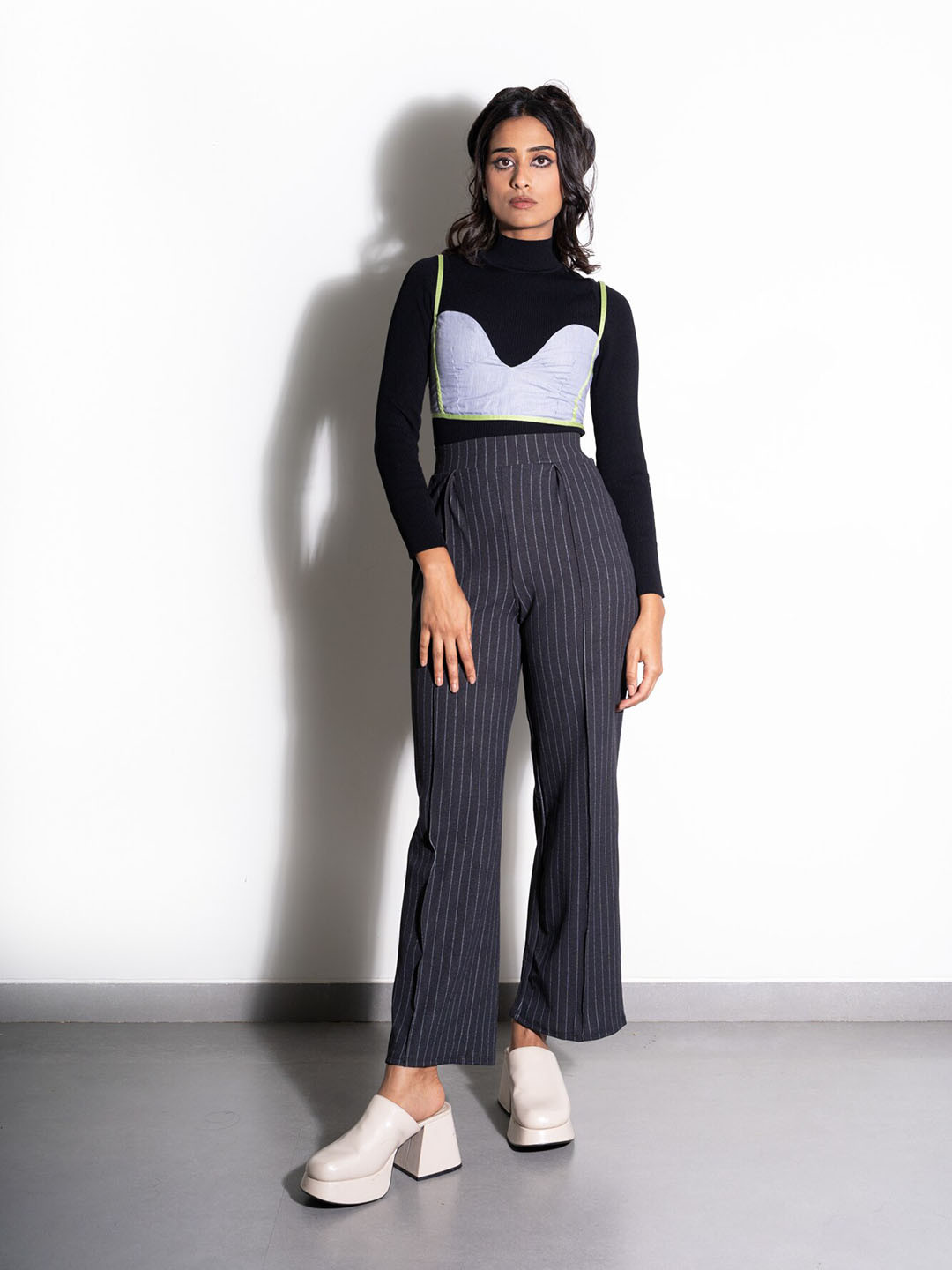 Ostilos Striped Shoulder Strap Camisole Crop Top