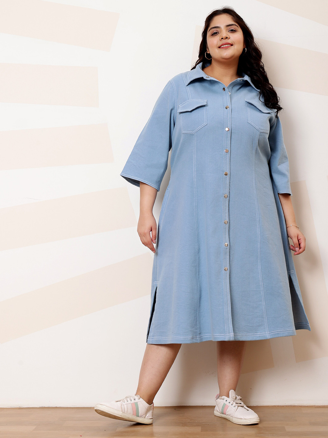 Long Sleeve Denim Tunic Dress Plus Size Buy Athena Ample Plus Size