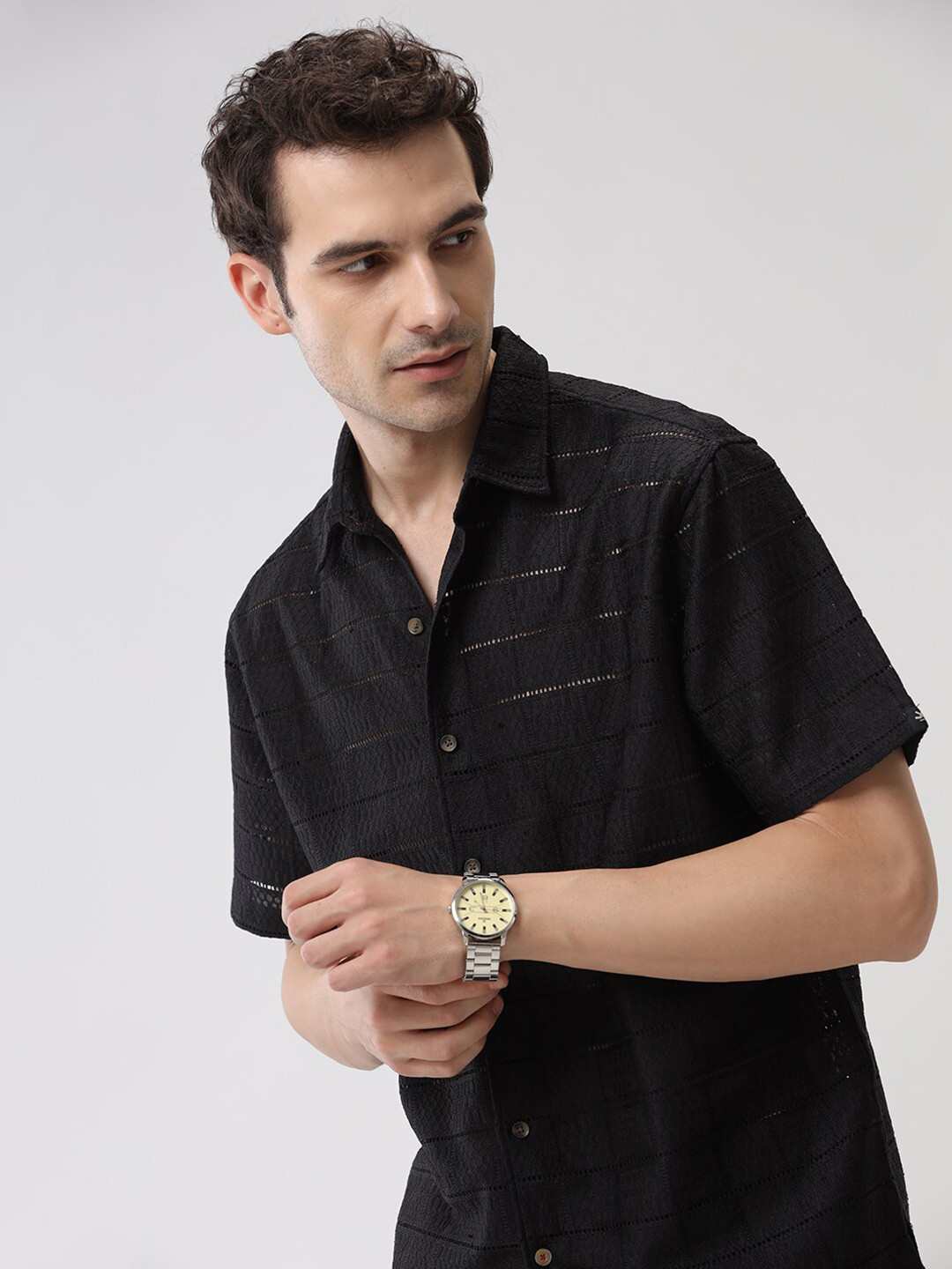 WROGN Custom Textured Opaque Casual Shirt