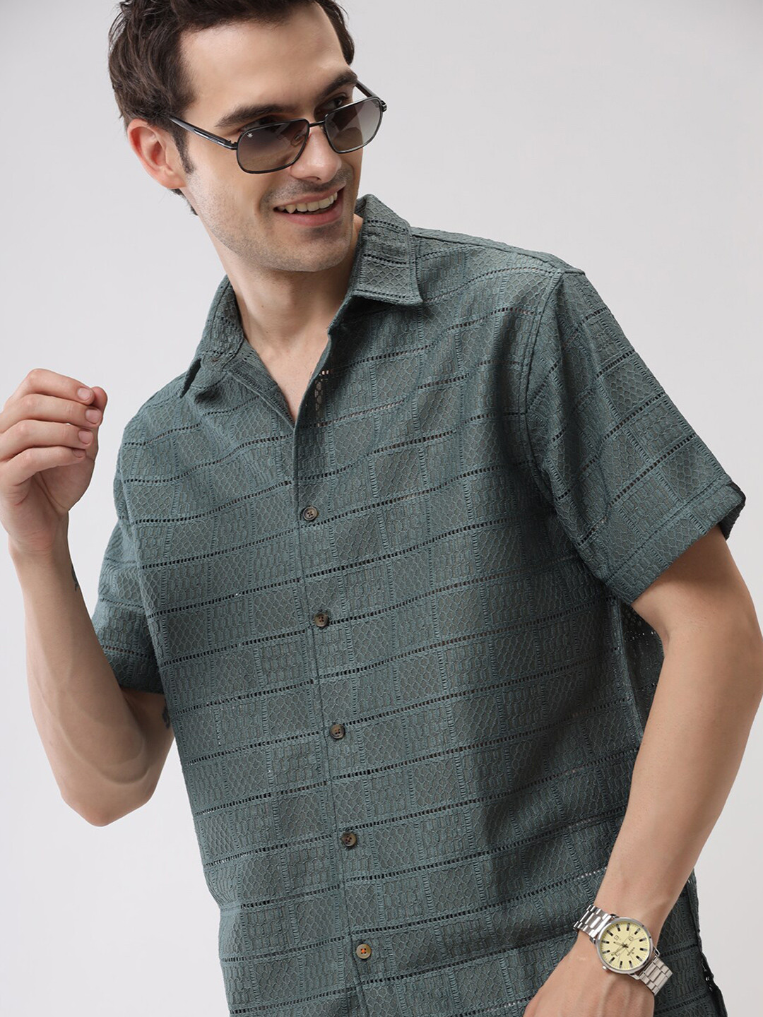 WROGN Custom Textured Opaque Casual Shirt