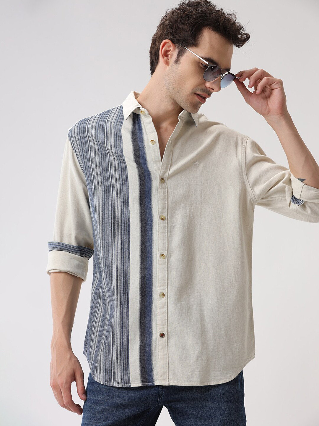 WROGN Custom Vertical Stripes Opaque Cotton Casual Shirt