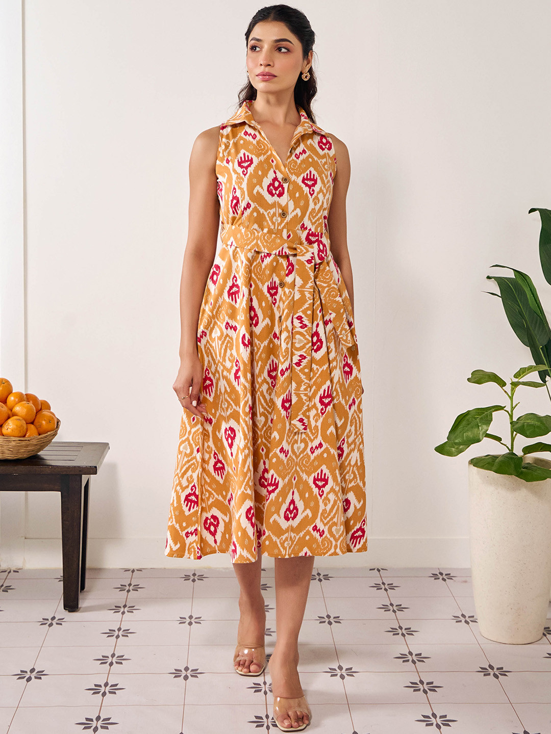 anayna Ikkath Printed Cotton Fit & Flared Ethnic Dress