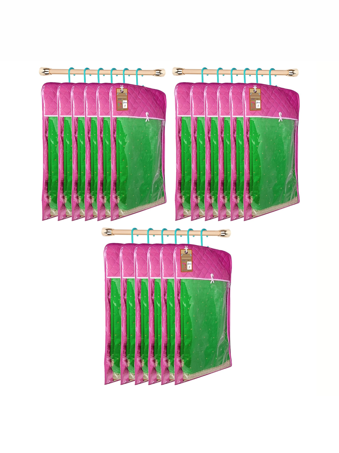 atorakushon Set of 18 Purple Reusable hanging Clothes Storage Bags Wardrobe Organisers