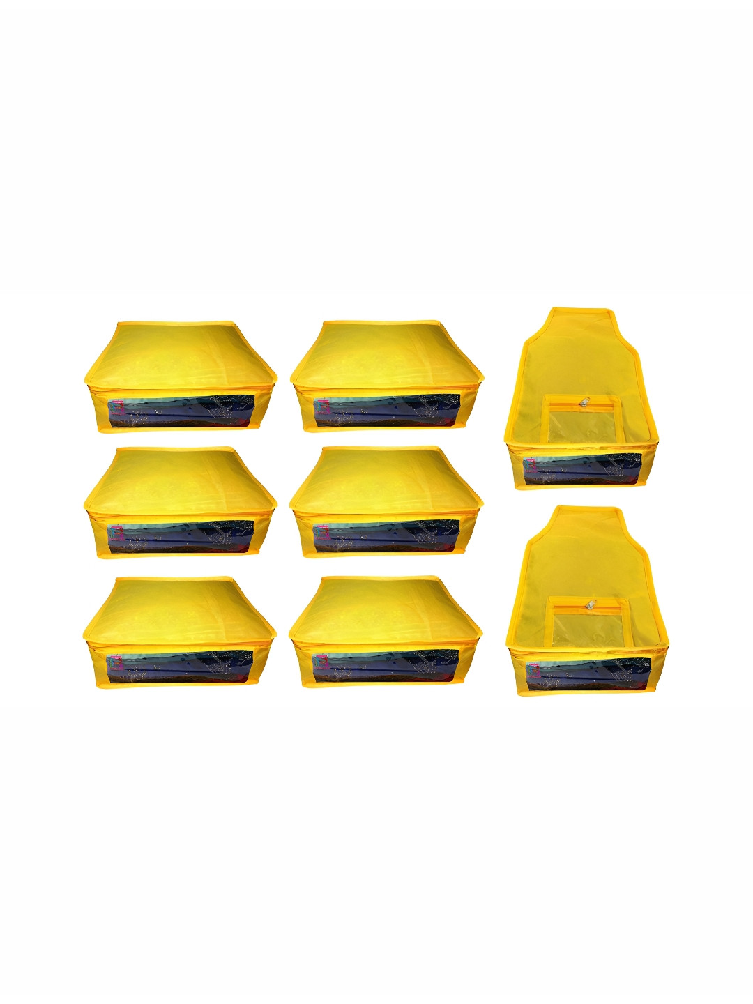 atorakushon Set of 8 Yellow-Coloured Reusable Clothes Storage Bags Wardrobe Organisers