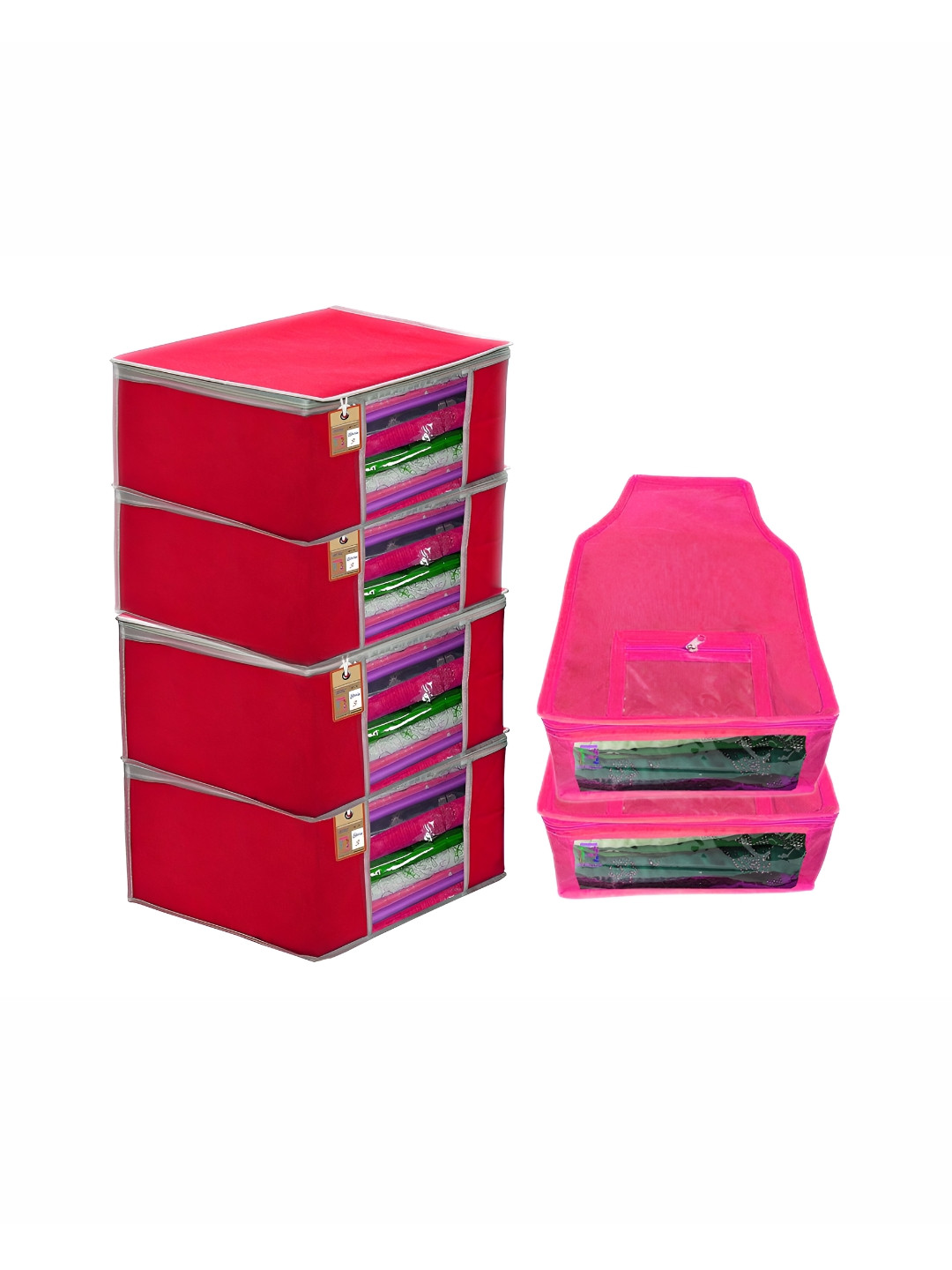 atorakushon Set of 6 Pink Reusable Clothes Storage Bags Wardrobe Organisers