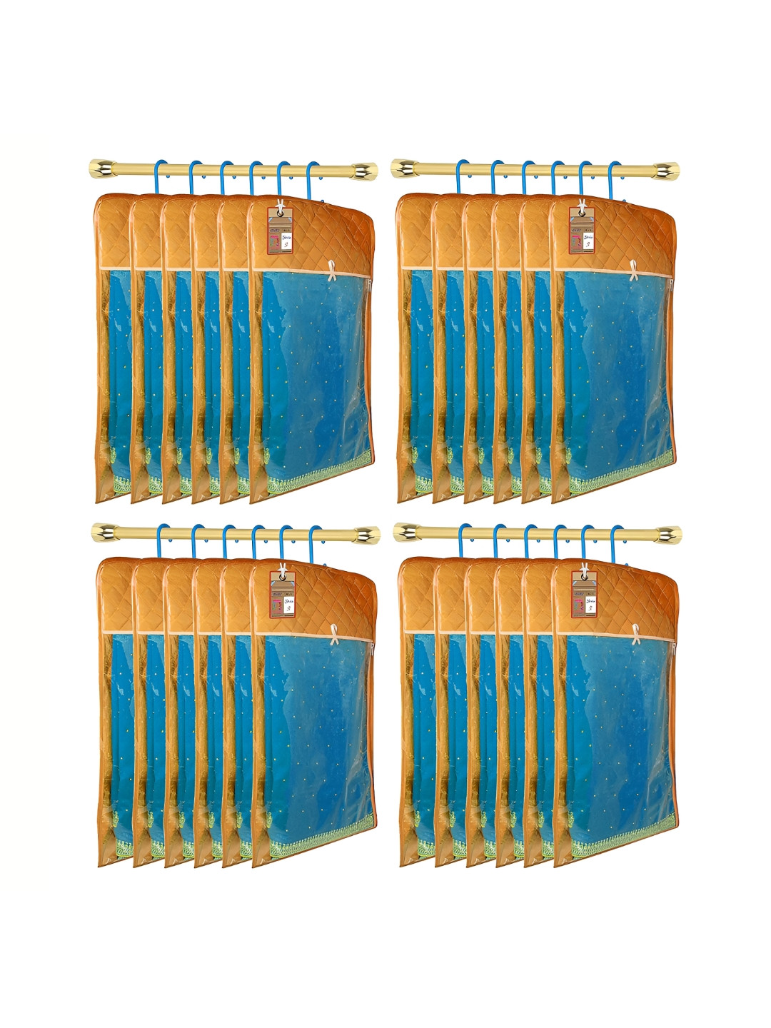 atorakushon Gold Toned Set of 24 Reusable hanging Clothes Storage Bags Wardrobe Organisers